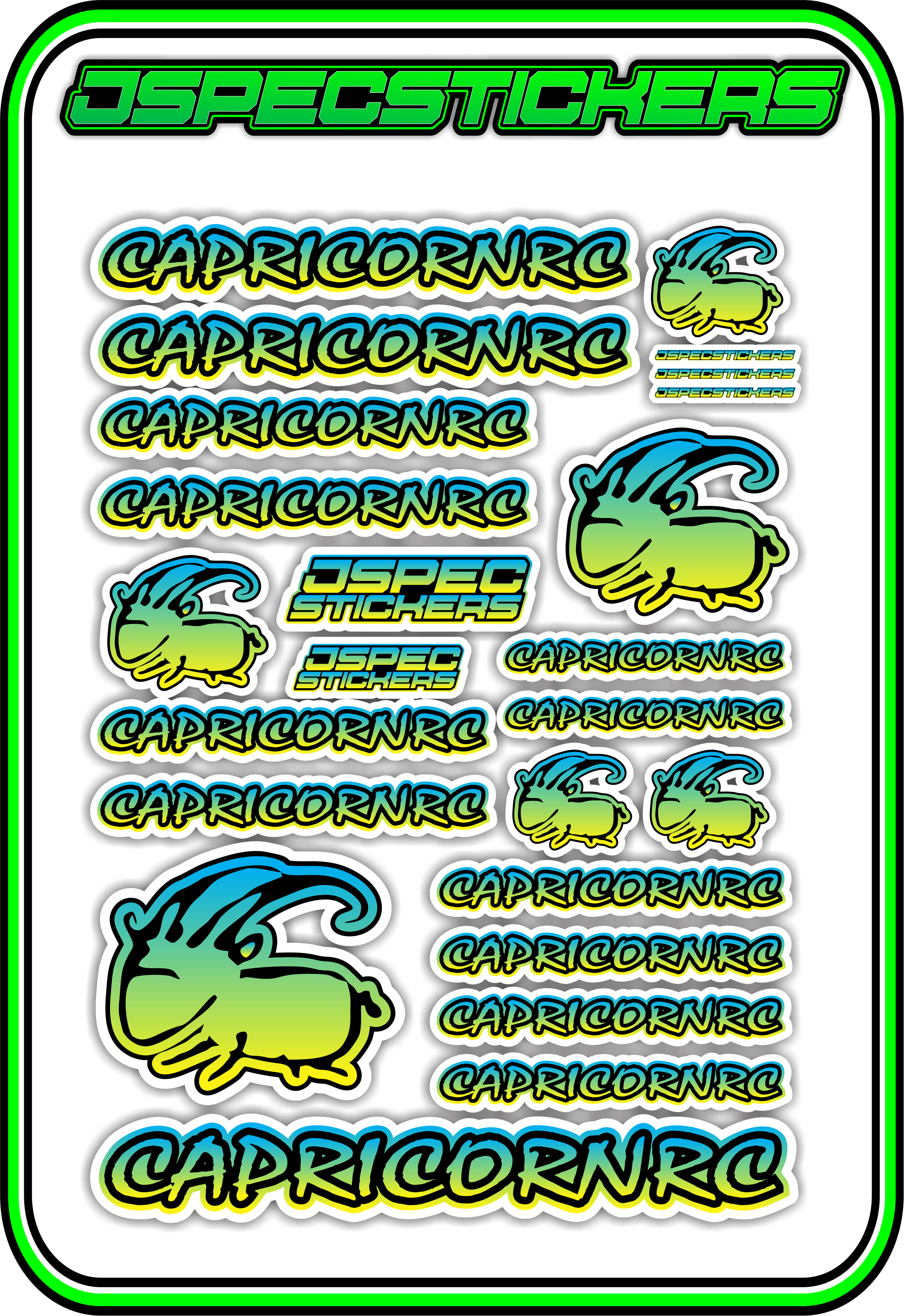 CAPRICORN RC STICKER SHEET A5 - Jspec Stickers