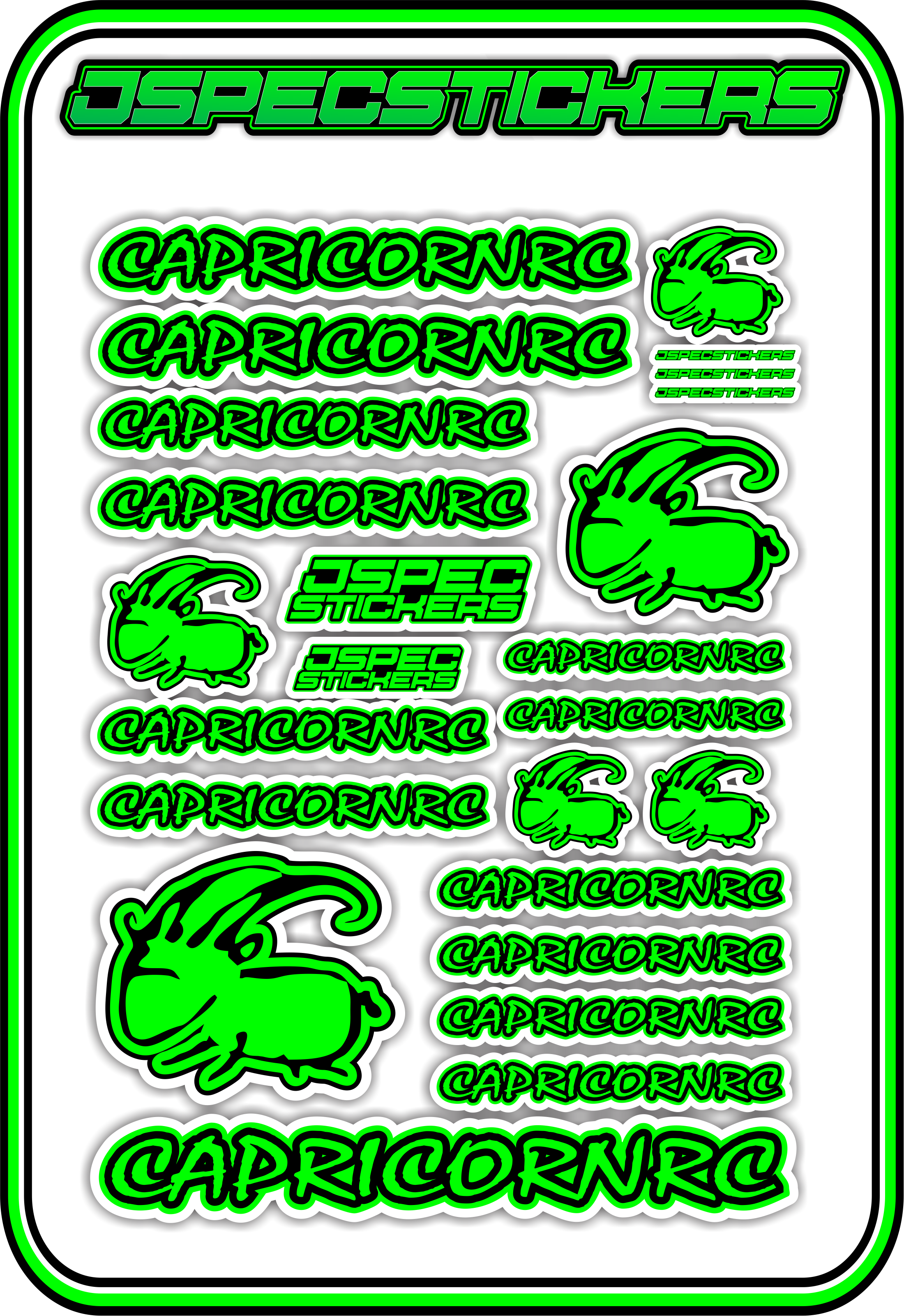 CAPRICORN RC STICKER SHEET A5 - Jspec Stickers
