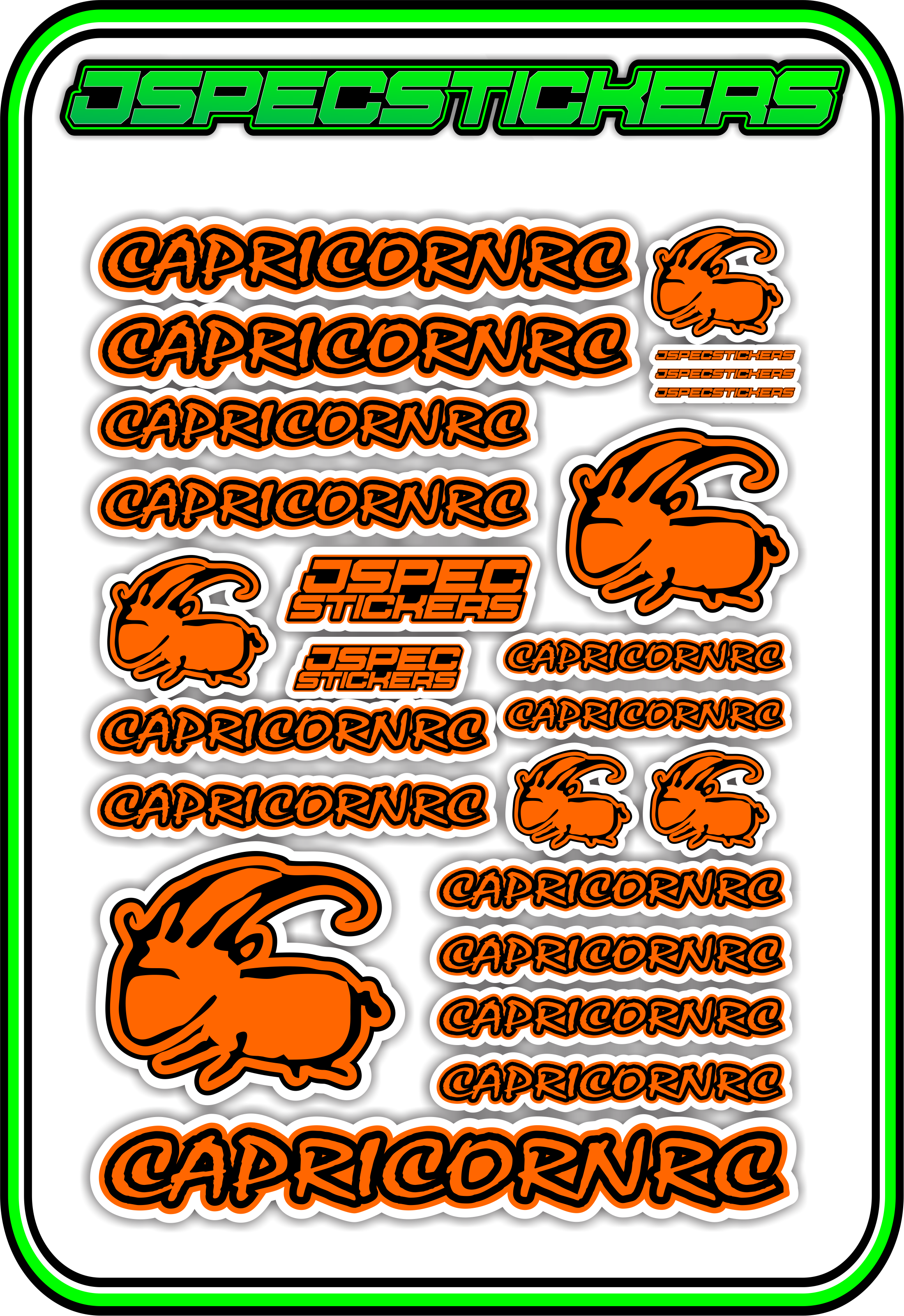 CAPRICORN RC STICKER SHEET A5 - Jspec Stickers
