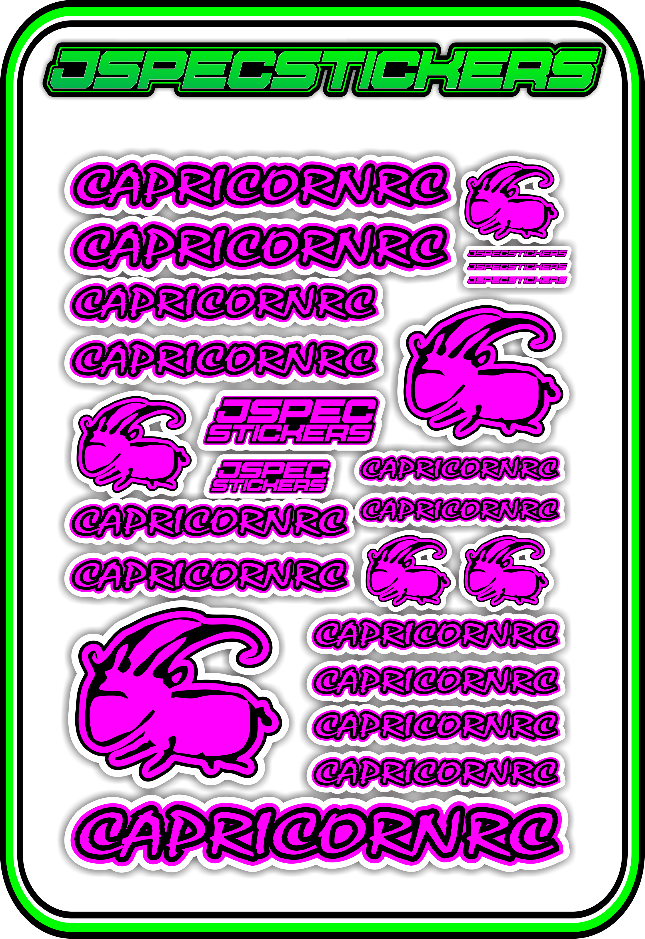 CAPRICORN RC STICKER SHEET A5 - Jspec Stickers
