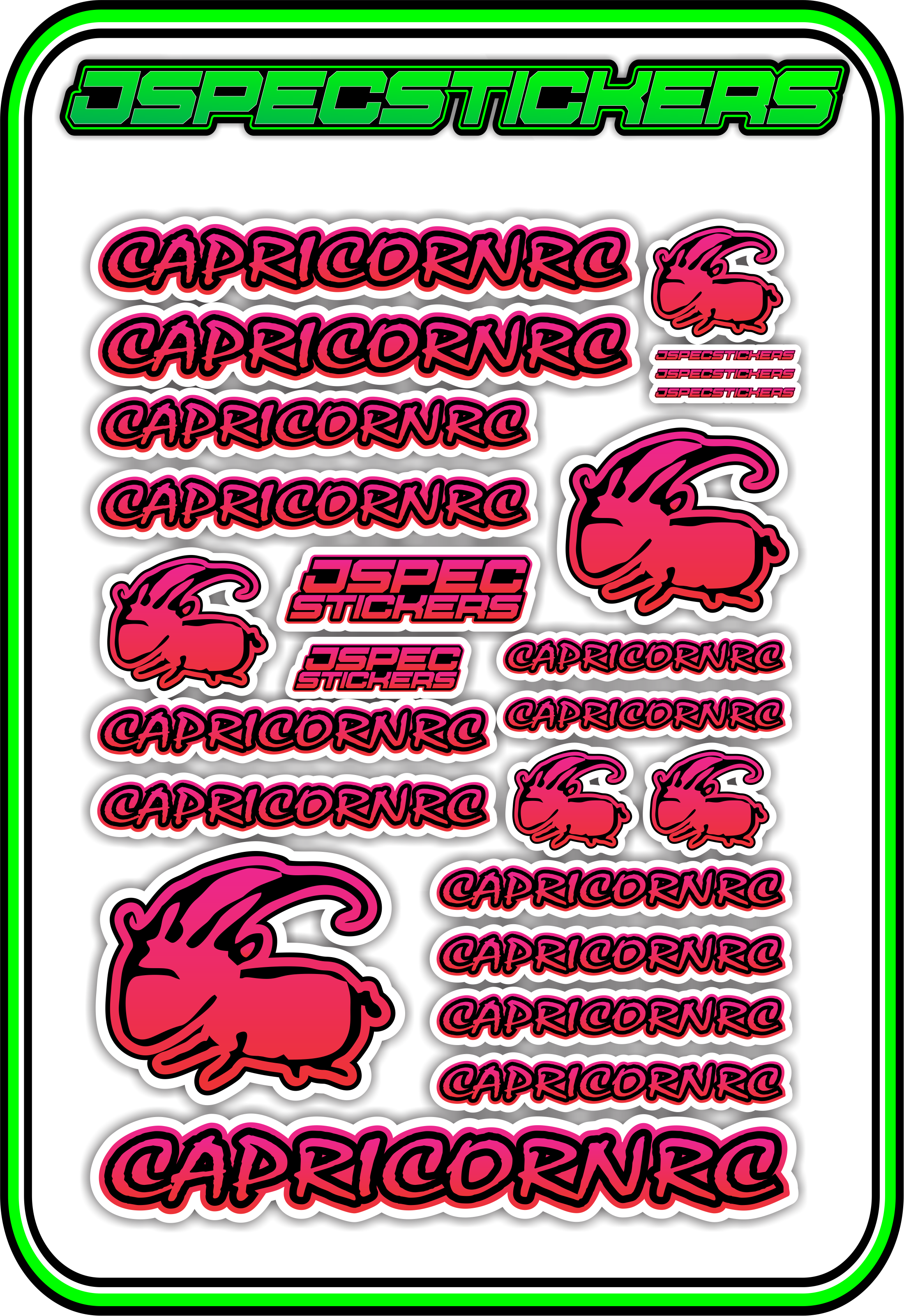 CAPRICORN RC STICKER SHEET A5 - Jspec Stickers