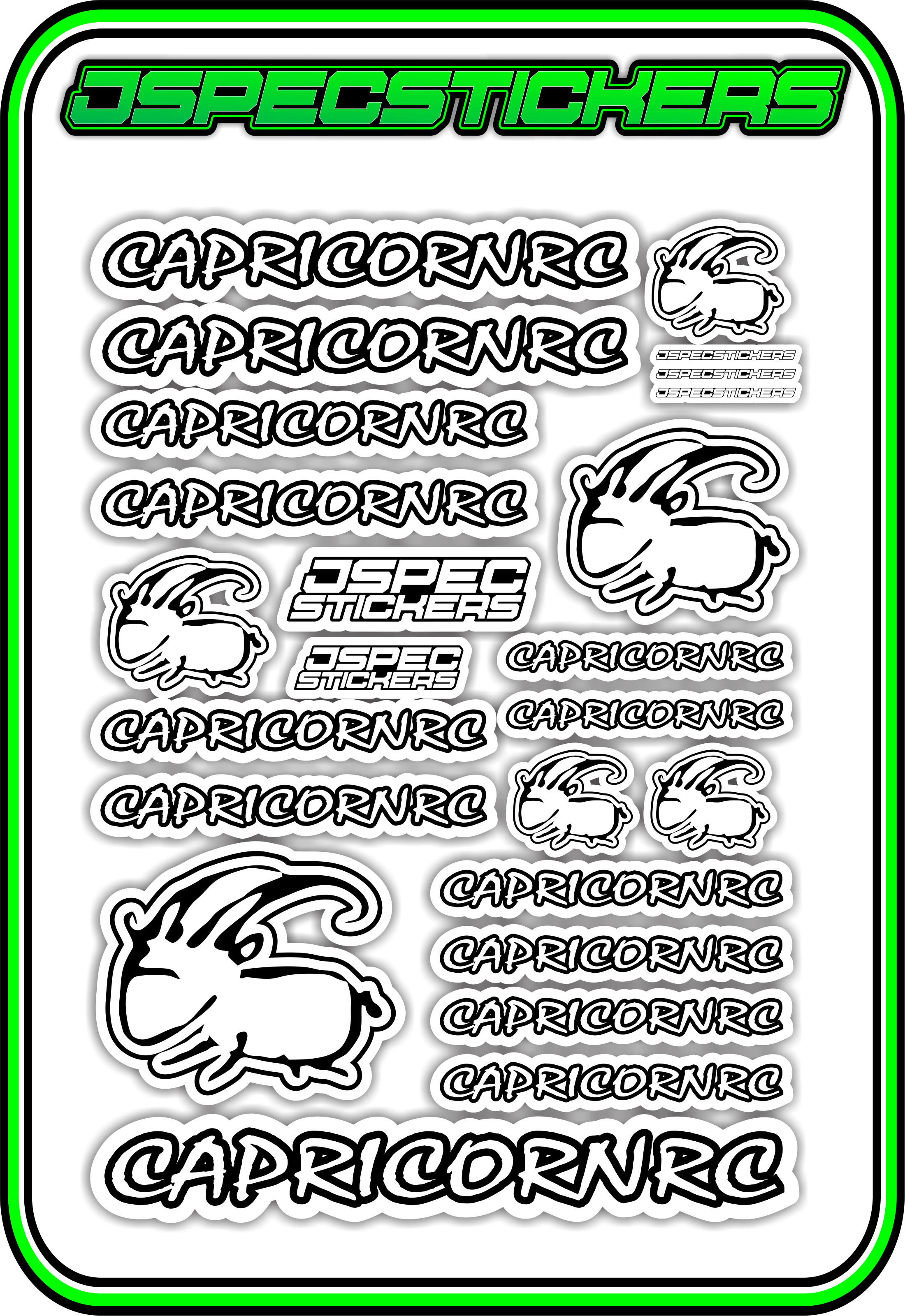 CAPRICORN RC STICKER SHEET A5 - Jspec Stickers