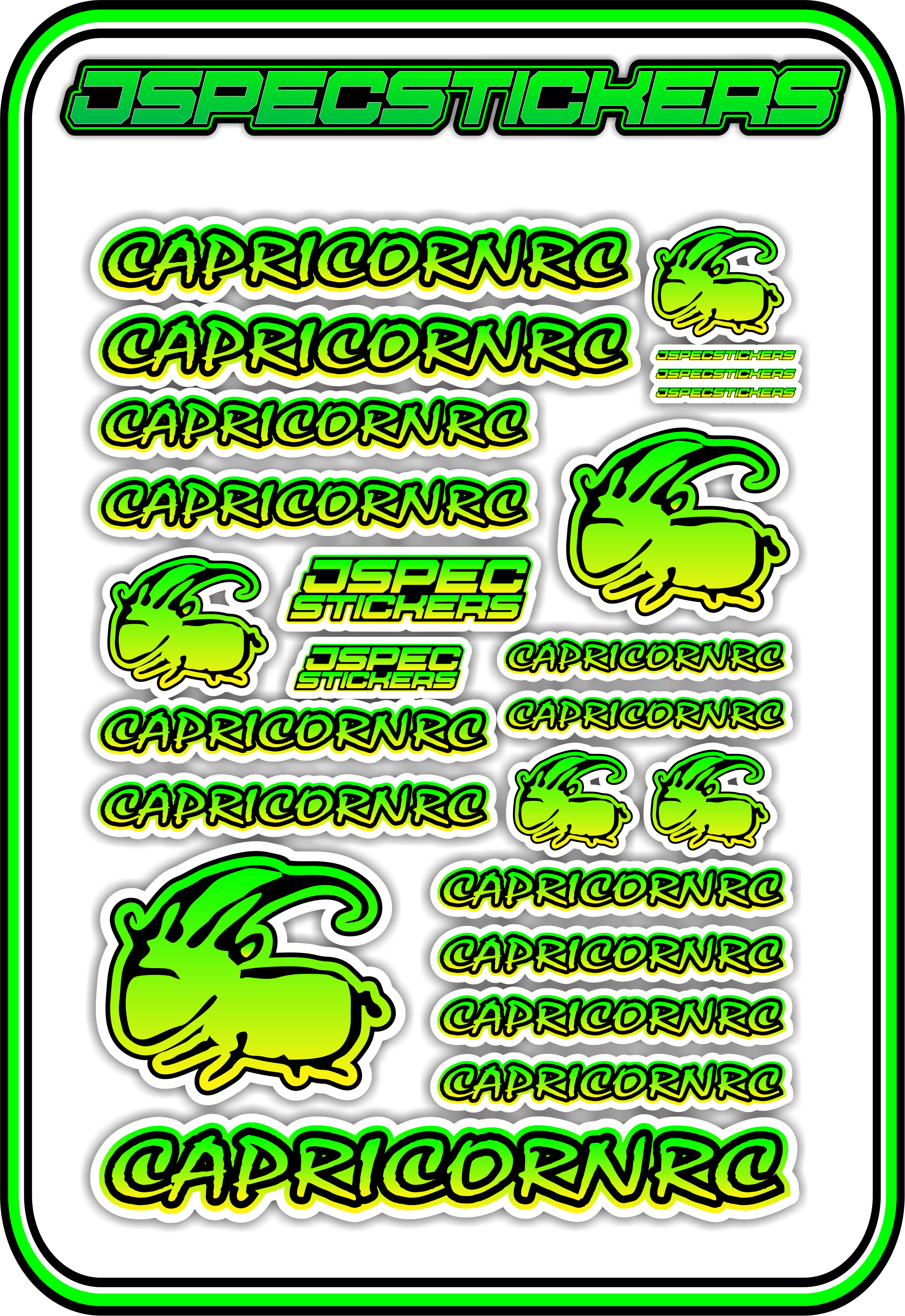 CAPRICORN RC STICKER SHEET A5 - Jspec Stickers