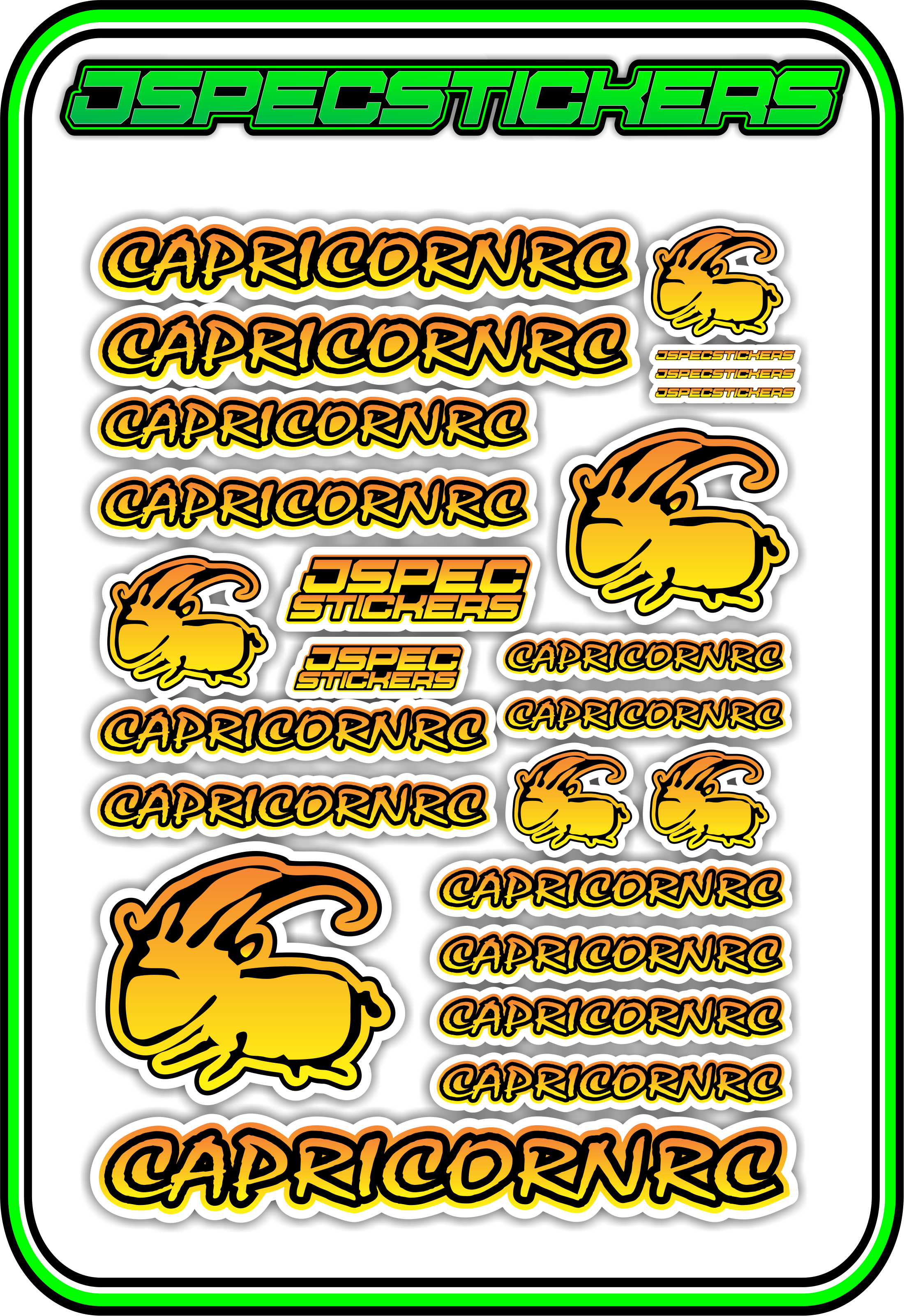 CAPRICORN RC STICKER SHEET A5 - Jspec Stickers