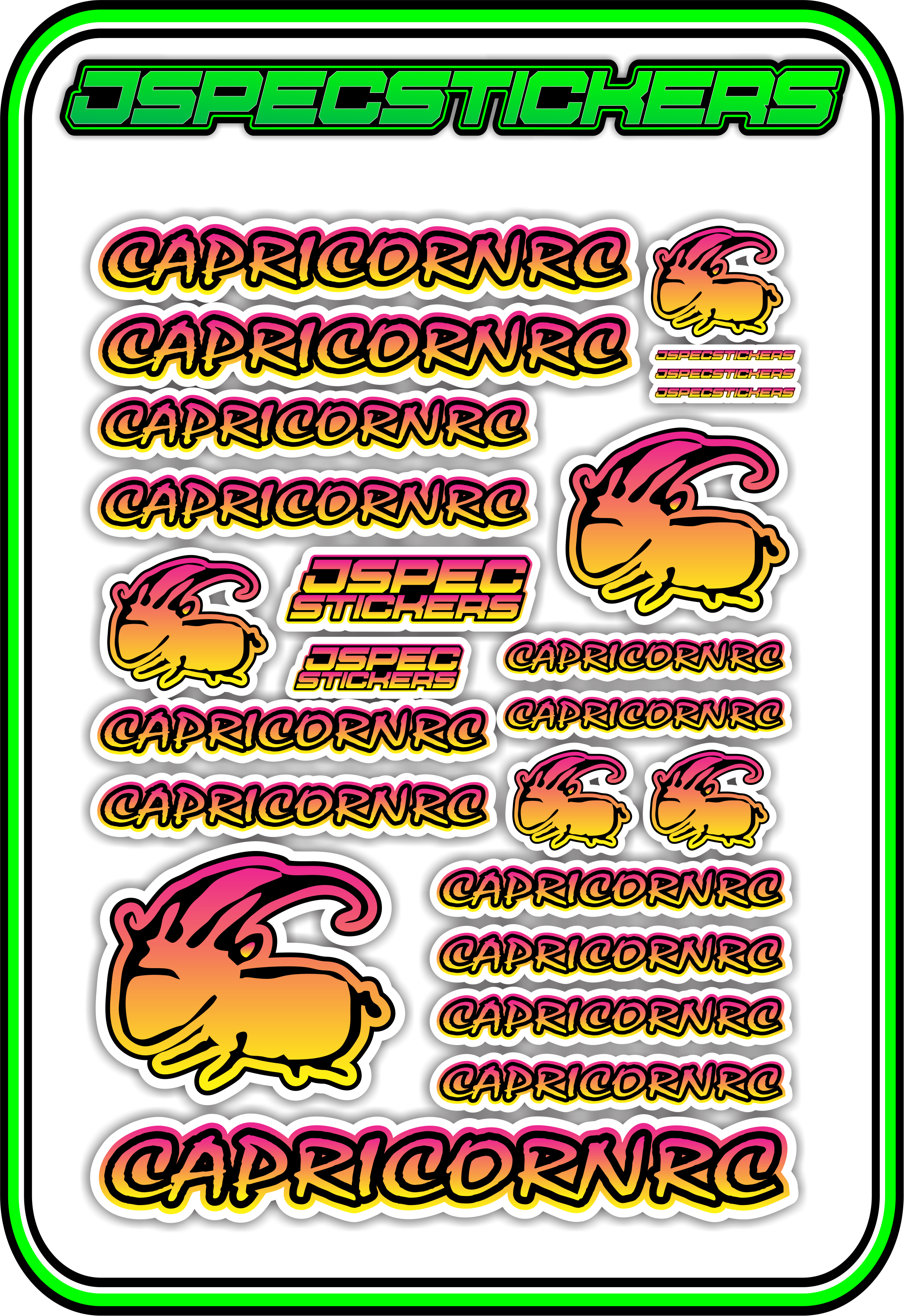 CAPRICORN RC STICKER SHEET A5 - Jspec Stickers