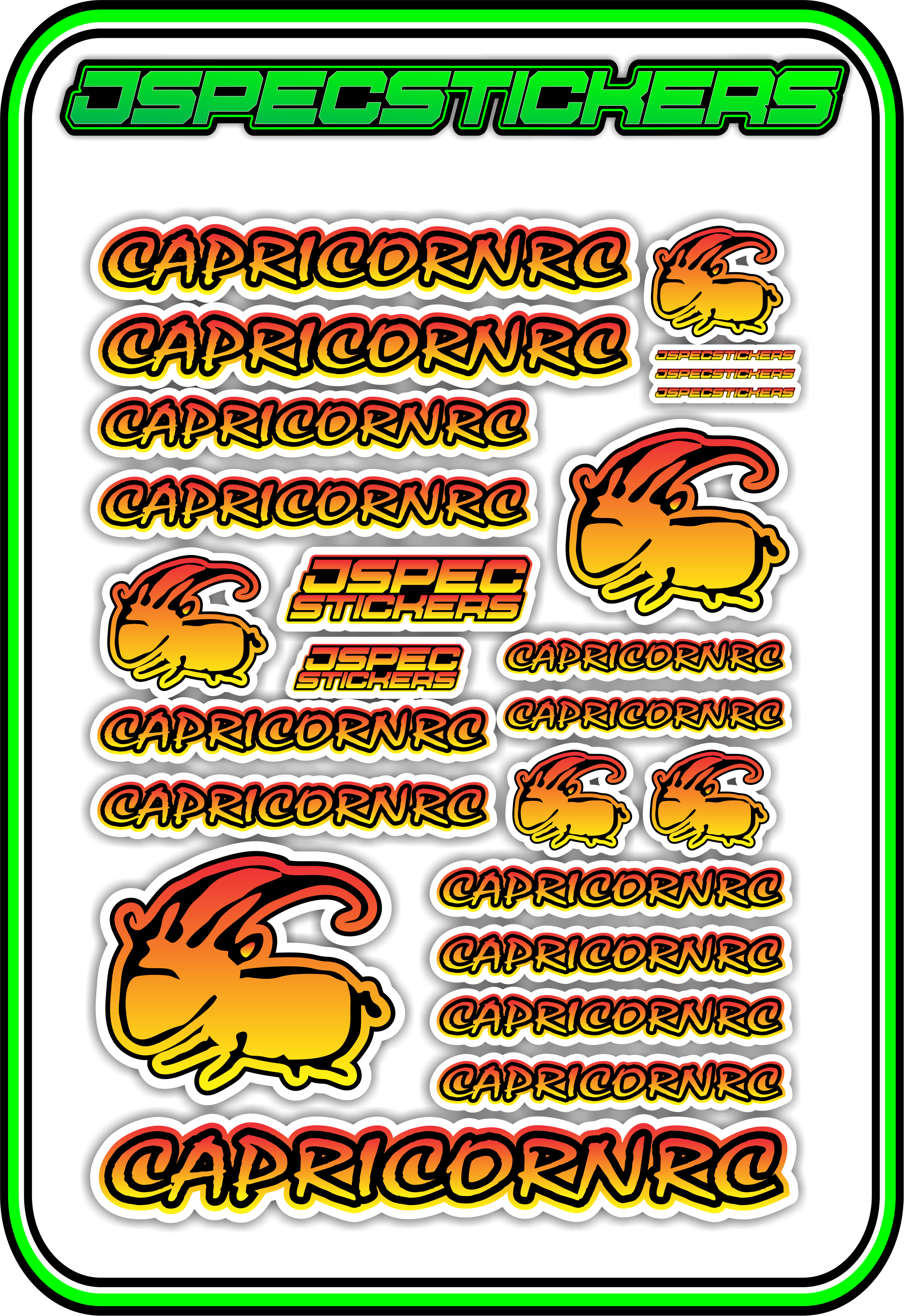 CAPRICORN RC STICKER SHEET A5 - Jspec Stickers