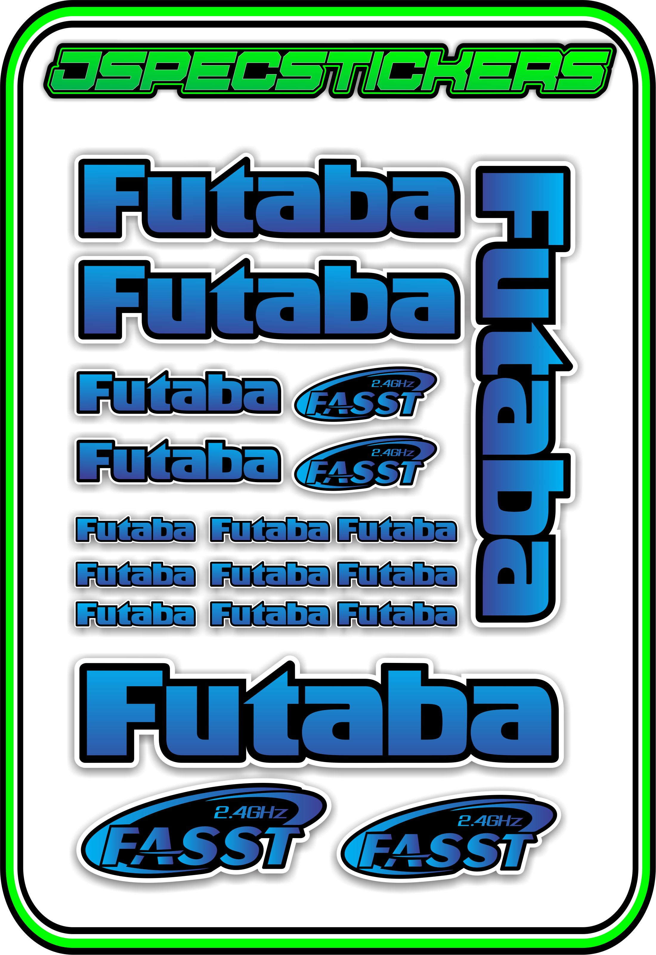 FUTABA RC STICKER SHEET A5 - Jspec Stickers