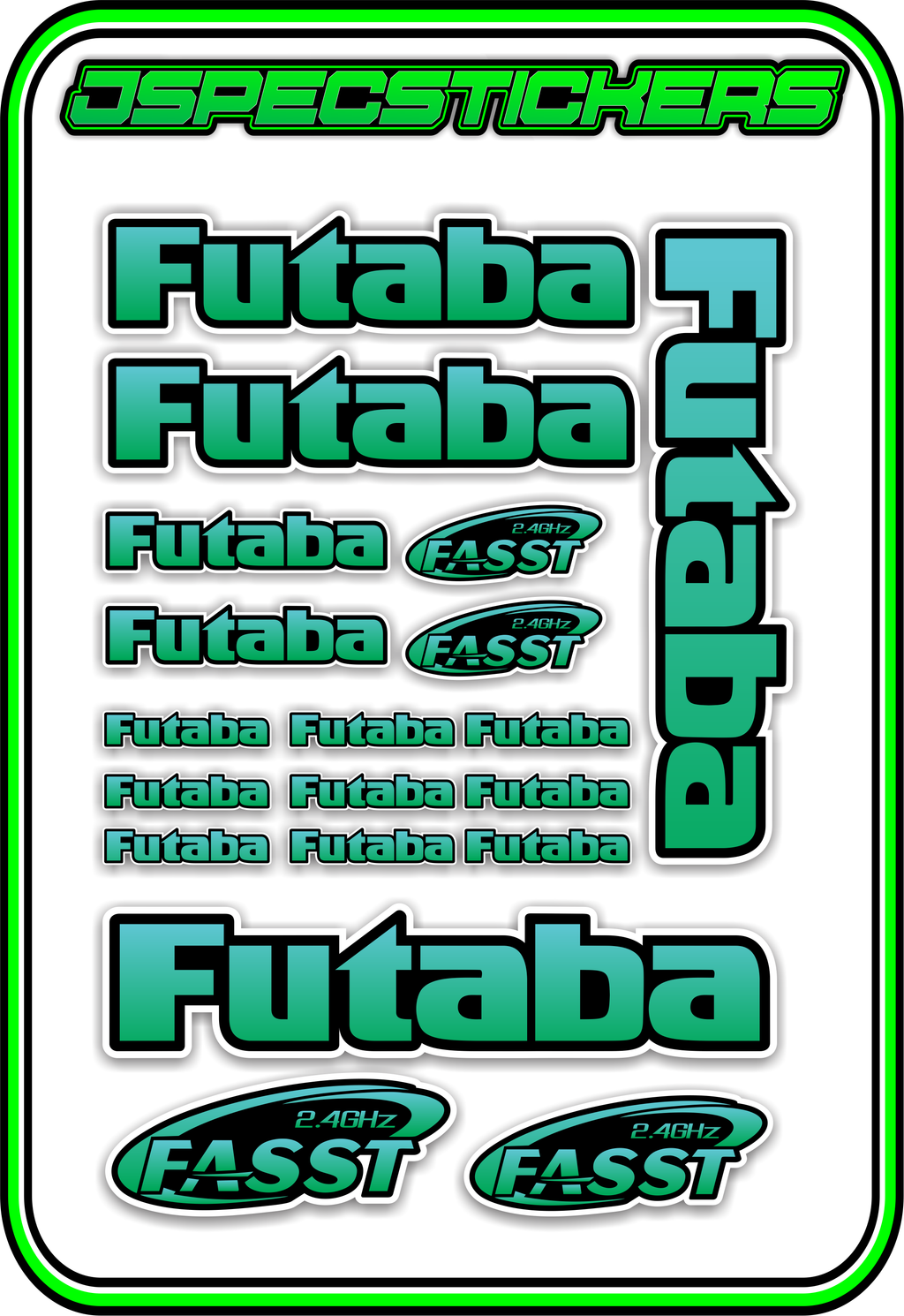 FUTABA RC STICKER SHEET A5 - Jspec Stickers