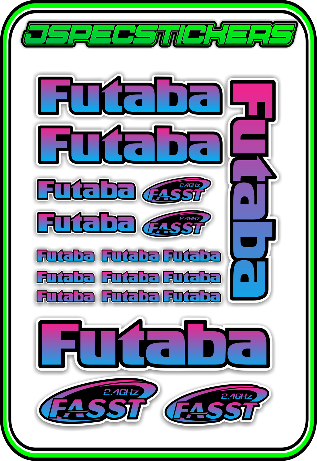 FUTABA RC STICKER SHEET A5 - Jspec Stickers