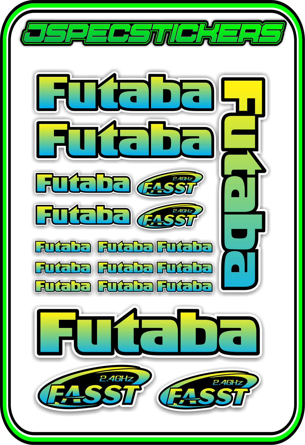 FUTABA RC STICKER SHEET A5 - Jspec Stickers
