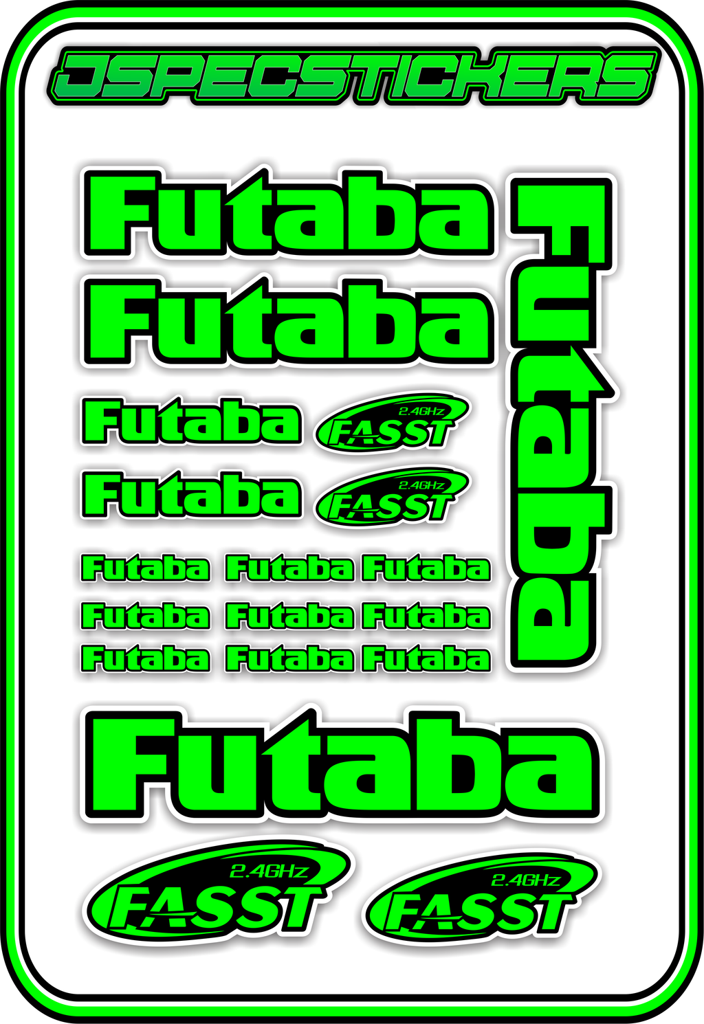 FUTABA RC STICKER SHEET A5 - Jspec Stickers