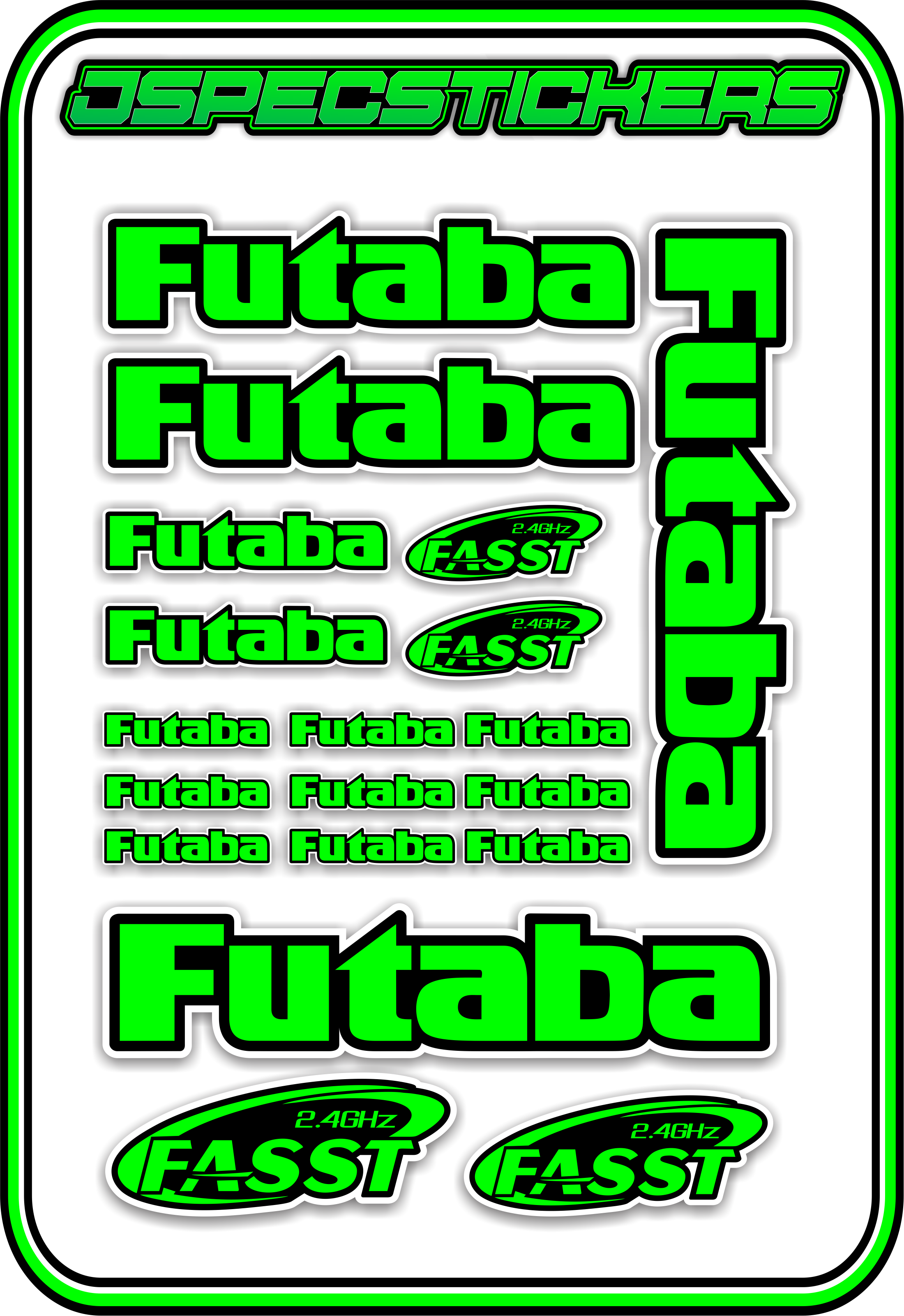 FUTABA RC STICKER SHEET A5 - Jspec Stickers