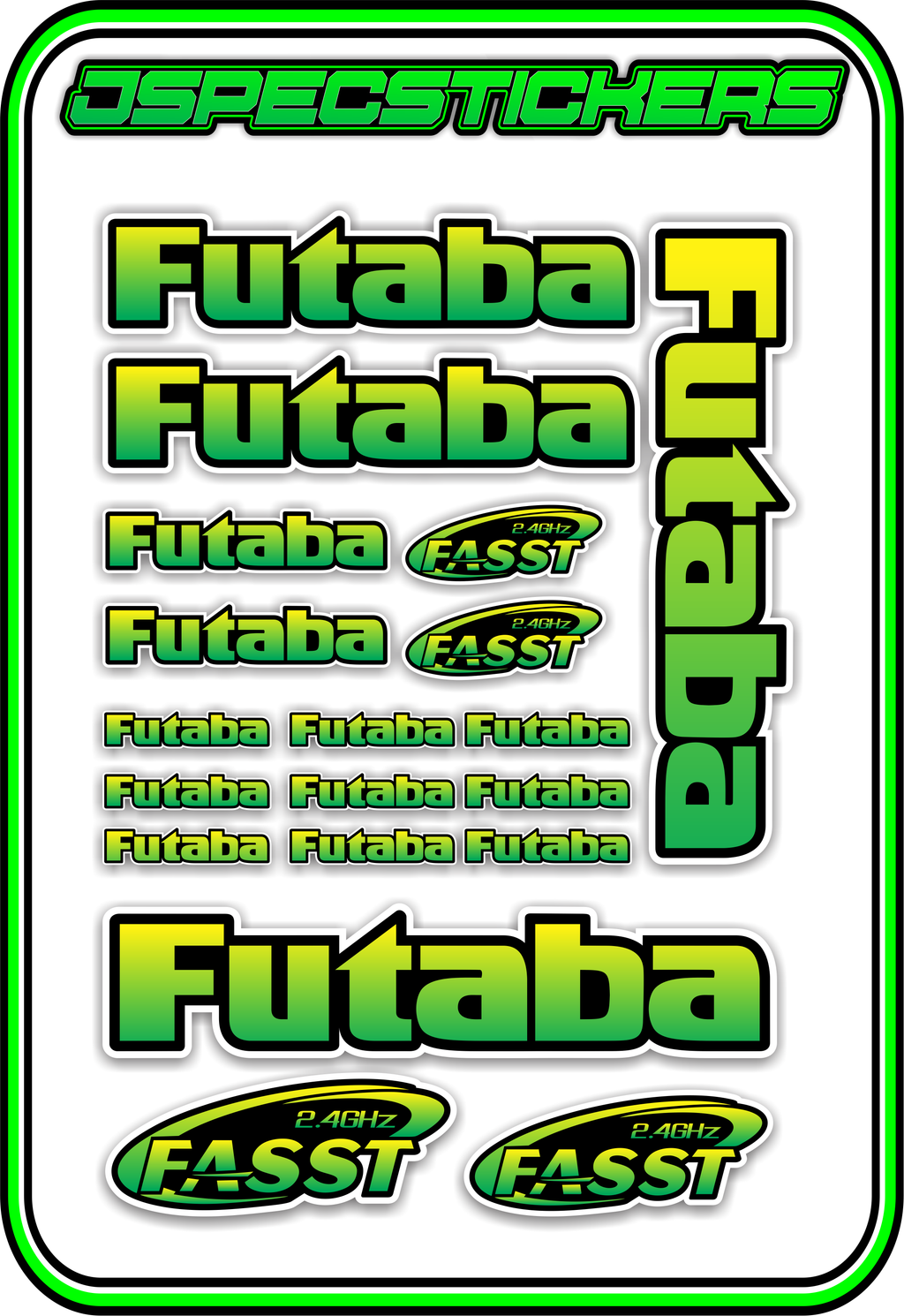 FUTABA RC STICKER SHEET A5 - Jspec Stickers