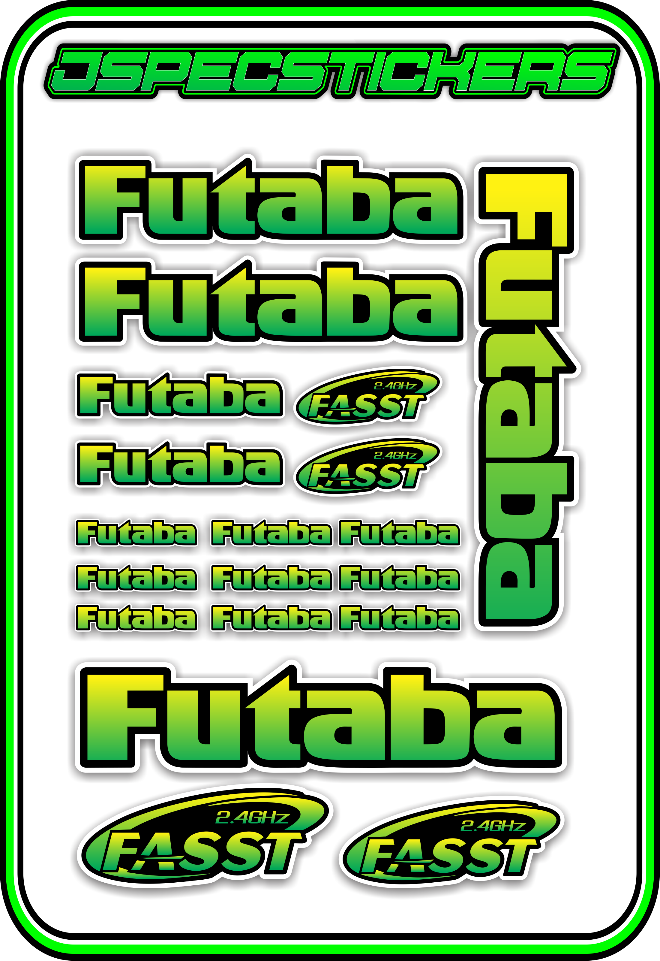 FUTABA RC STICKER SHEET A5 - Jspec Stickers