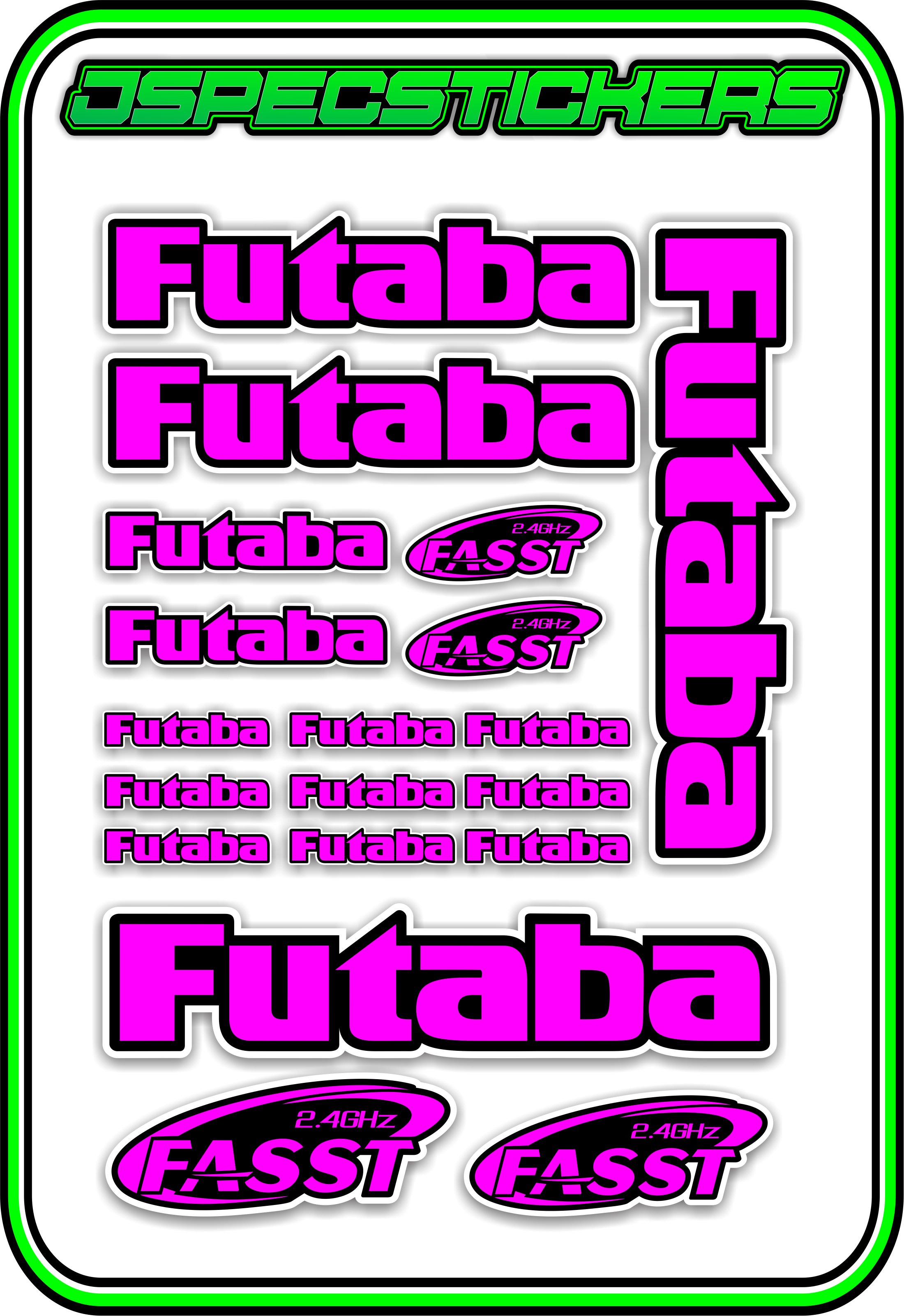 FUTABA RC STICKER SHEET A5 - Jspec Stickers
