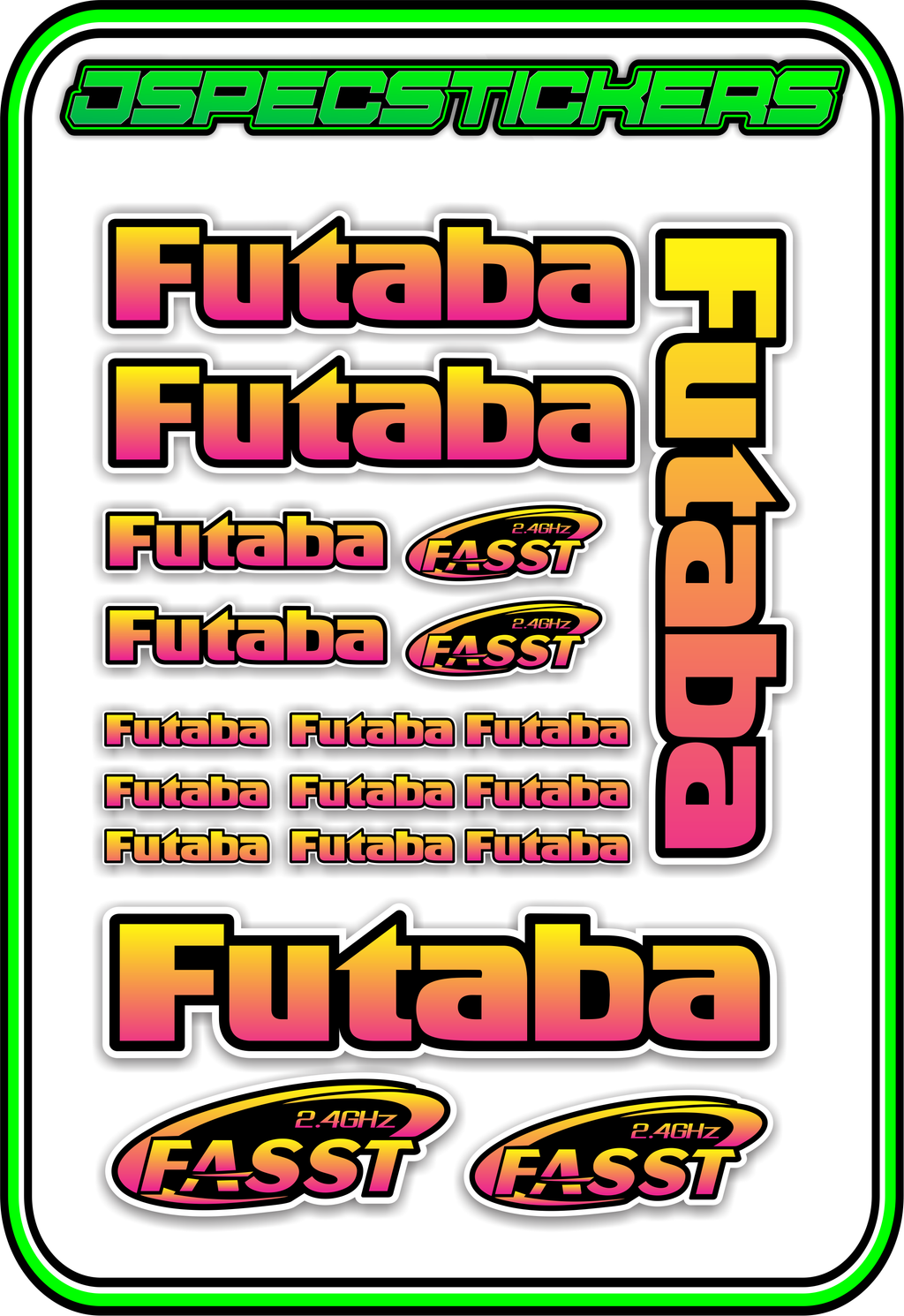 FUTABA RC STICKER SHEET A5 - Jspec Stickers