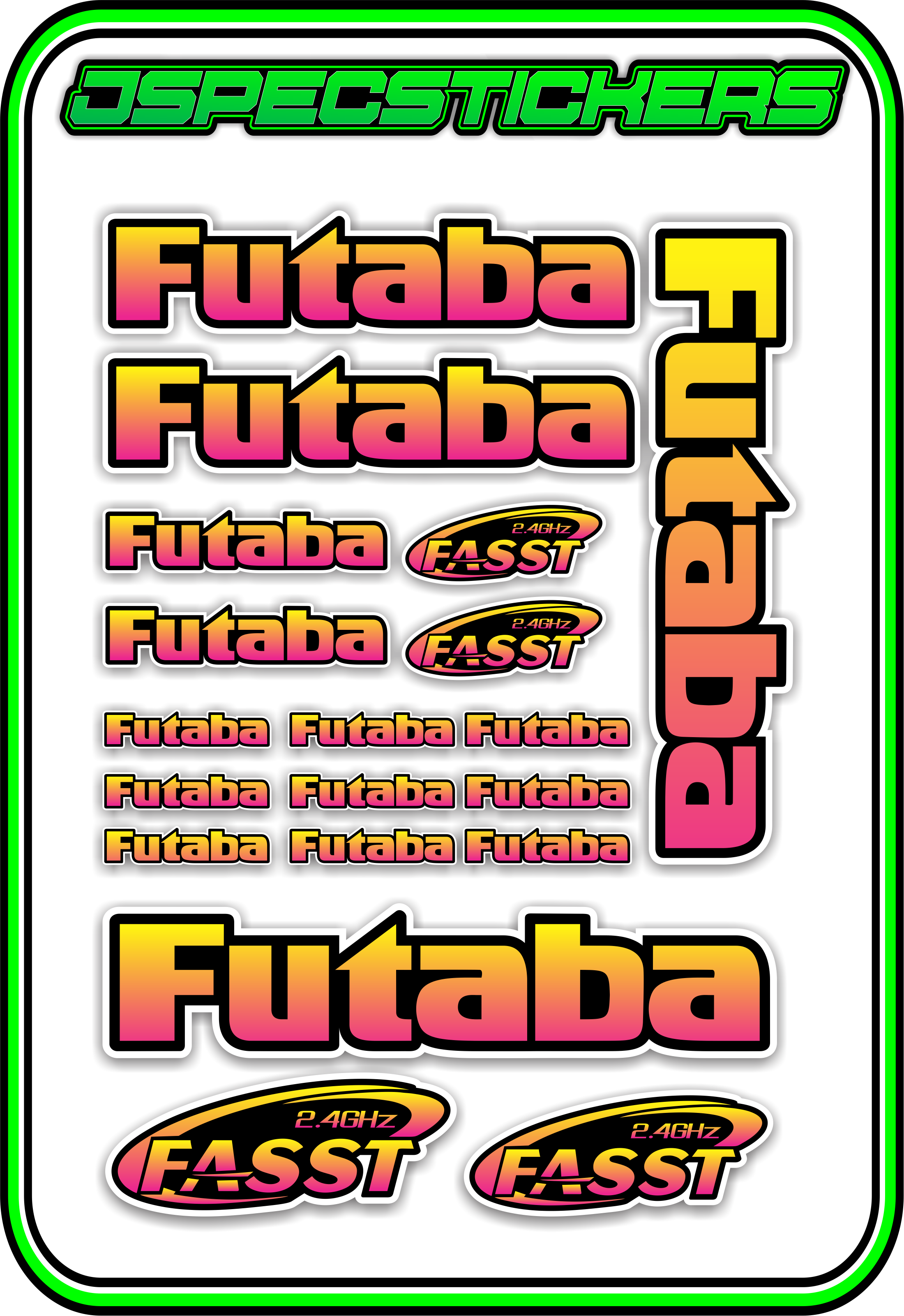 FUTABA RC STICKER SHEET A5 - Jspec Stickers