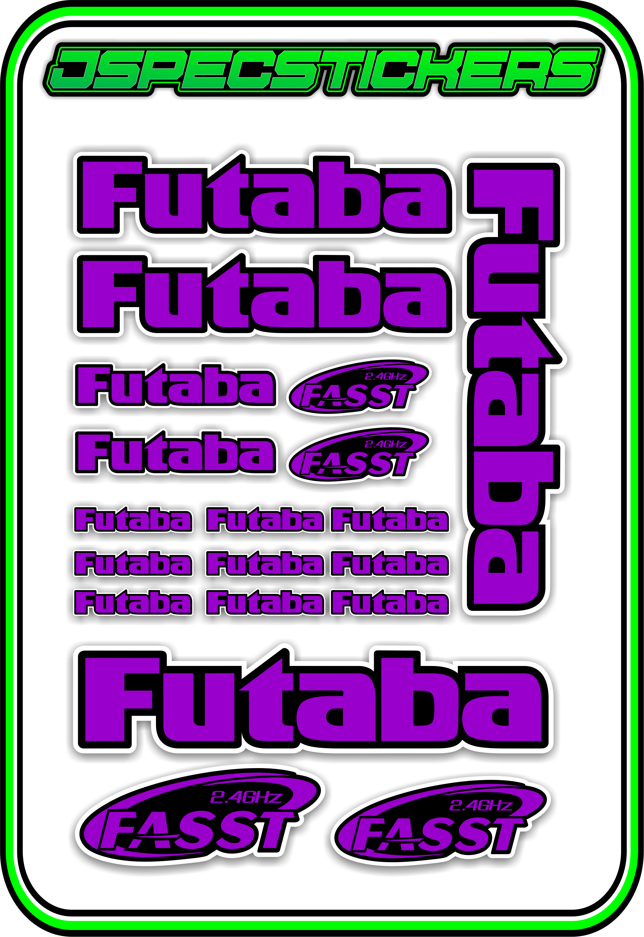 FUTABA RC STICKER SHEET A5 - Jspec Stickers
