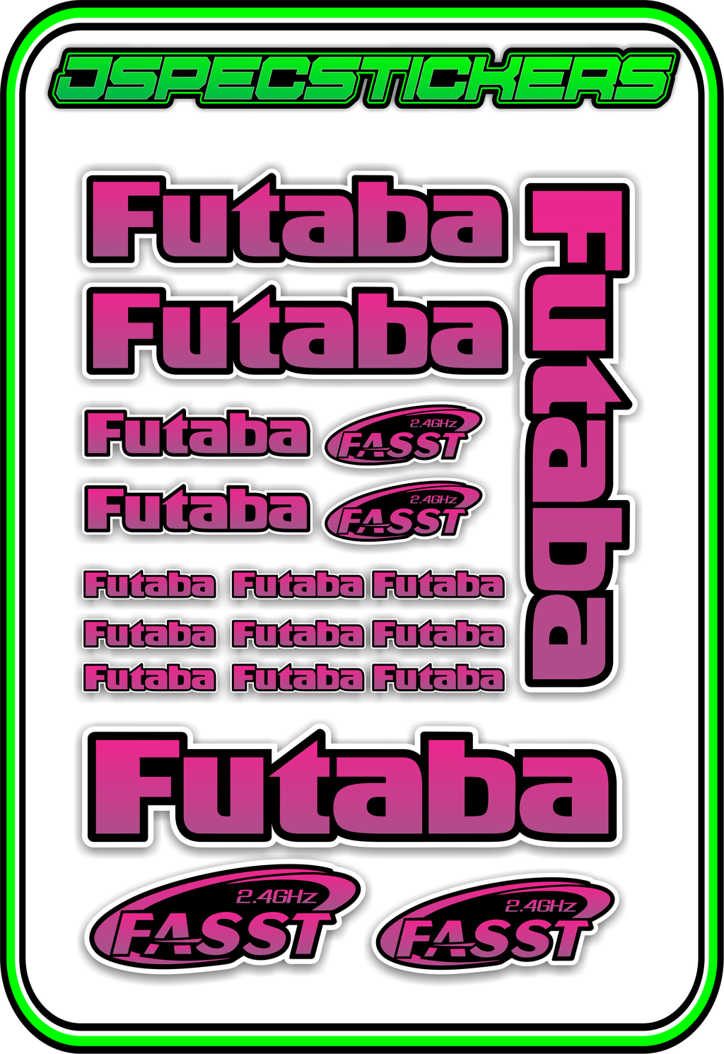 FUTABA RC STICKER SHEET A5 - Jspec Stickers