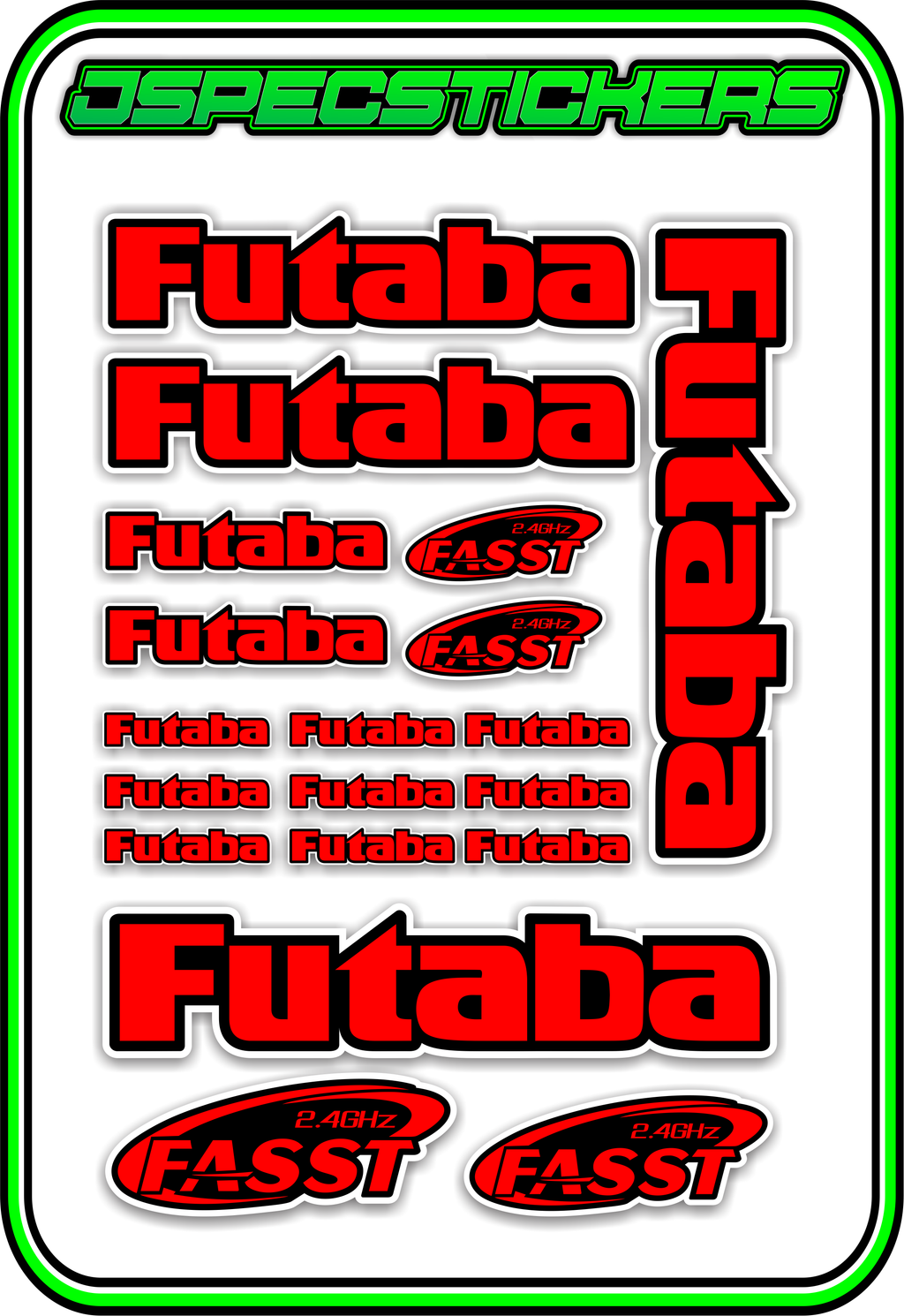 FUTABA RC STICKER SHEET A5 - Jspec Stickers