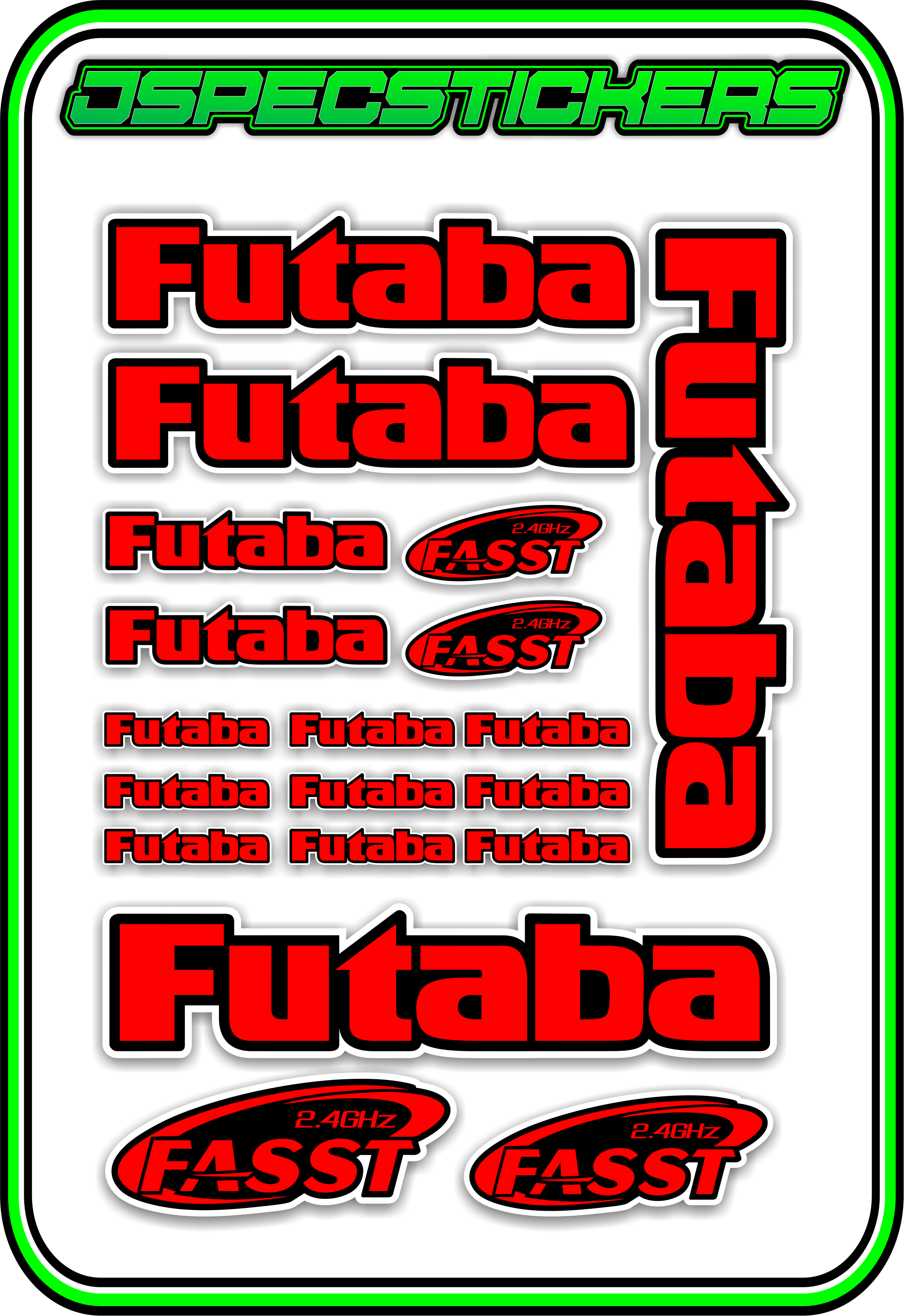 FUTABA RC STICKER SHEET A5 - Jspec Stickers