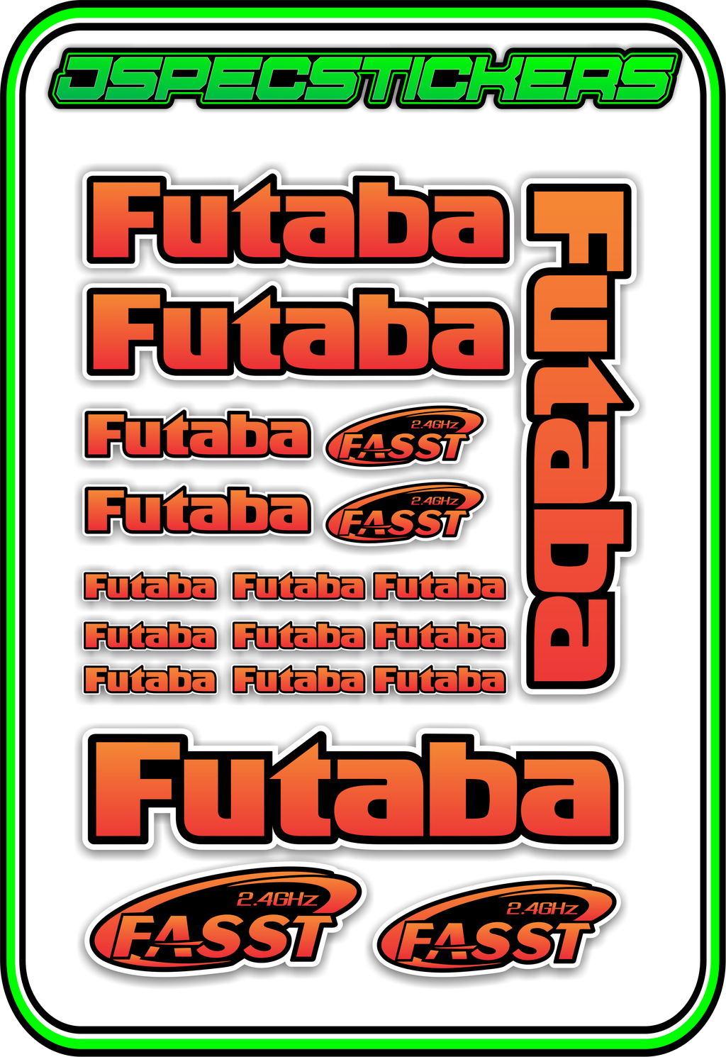 FUTABA RC STICKER SHEET A5 - Jspec Stickers