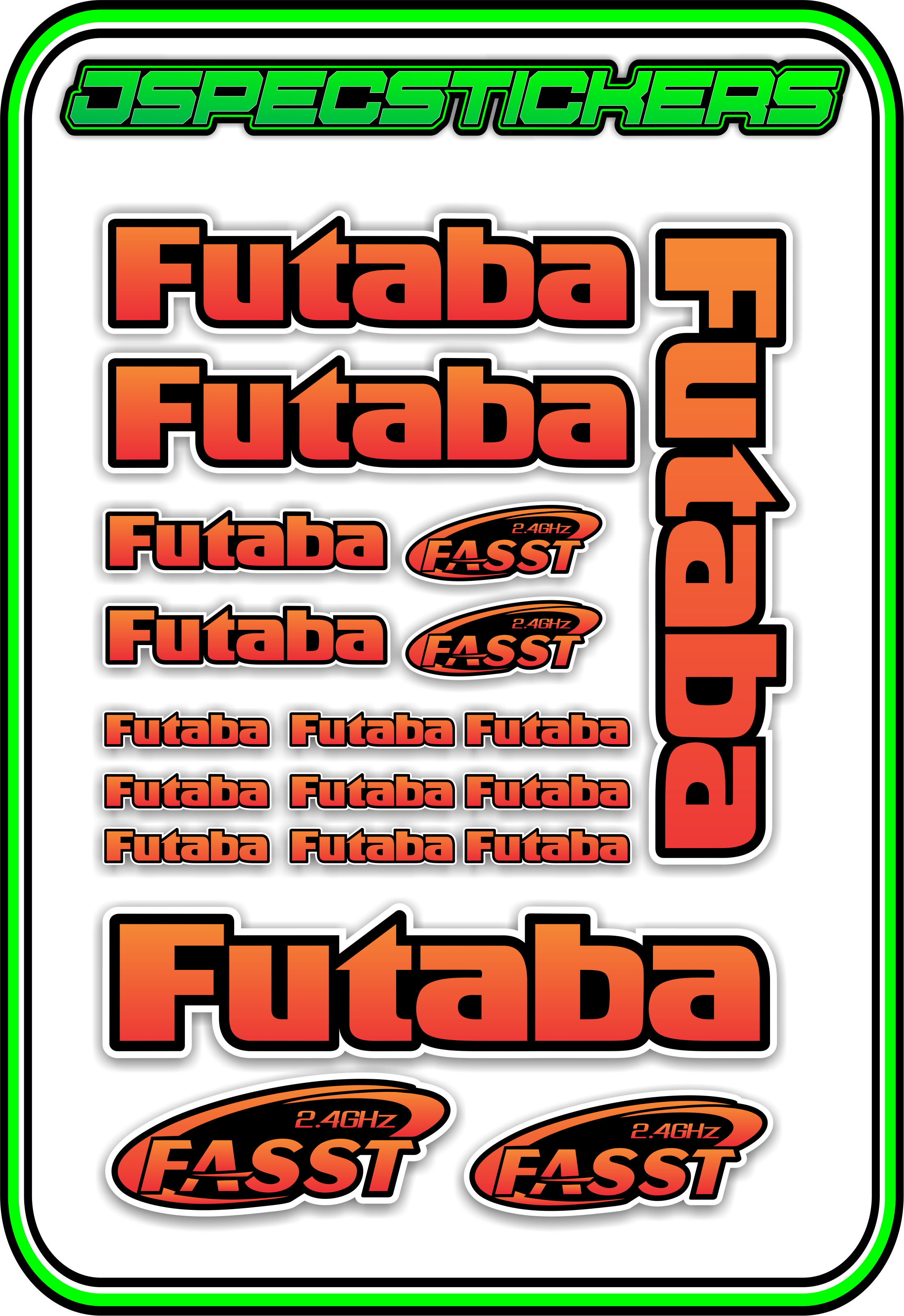 FUTABA RC STICKER SHEET A5 - Jspec Stickers