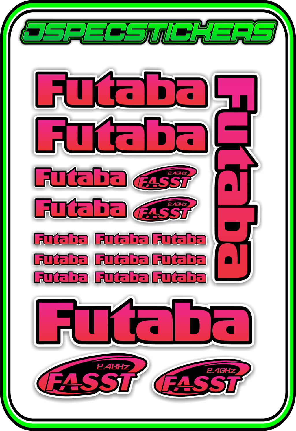 FUTABA RC STICKER SHEET A5 - Jspec Stickers