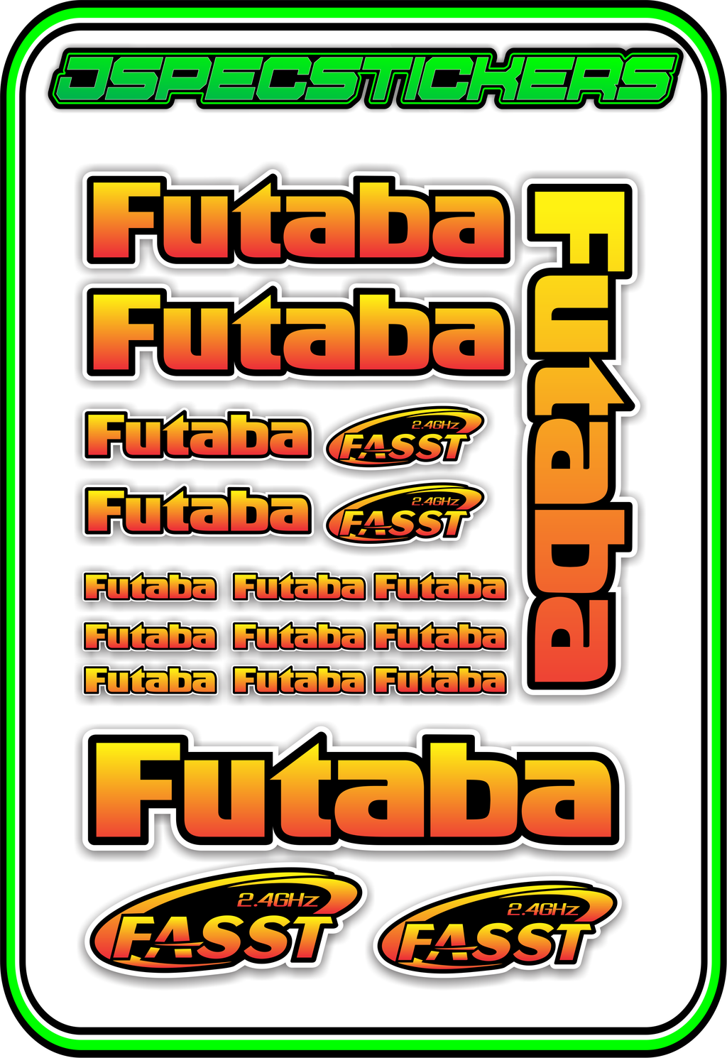 FUTABA RC STICKER SHEET A5 - Jspec Stickers