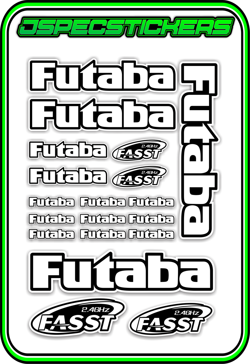 FUTABA RC STICKER SHEET A5 - Jspec Stickers