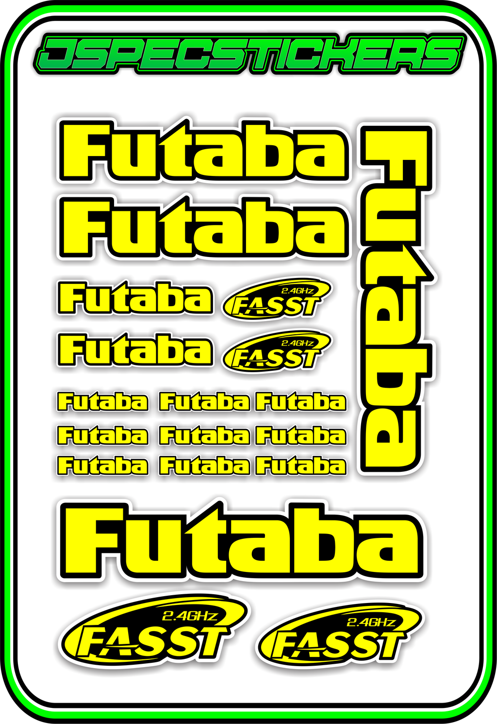 FUTABA RC STICKER SHEET A5 - Jspec Stickers
