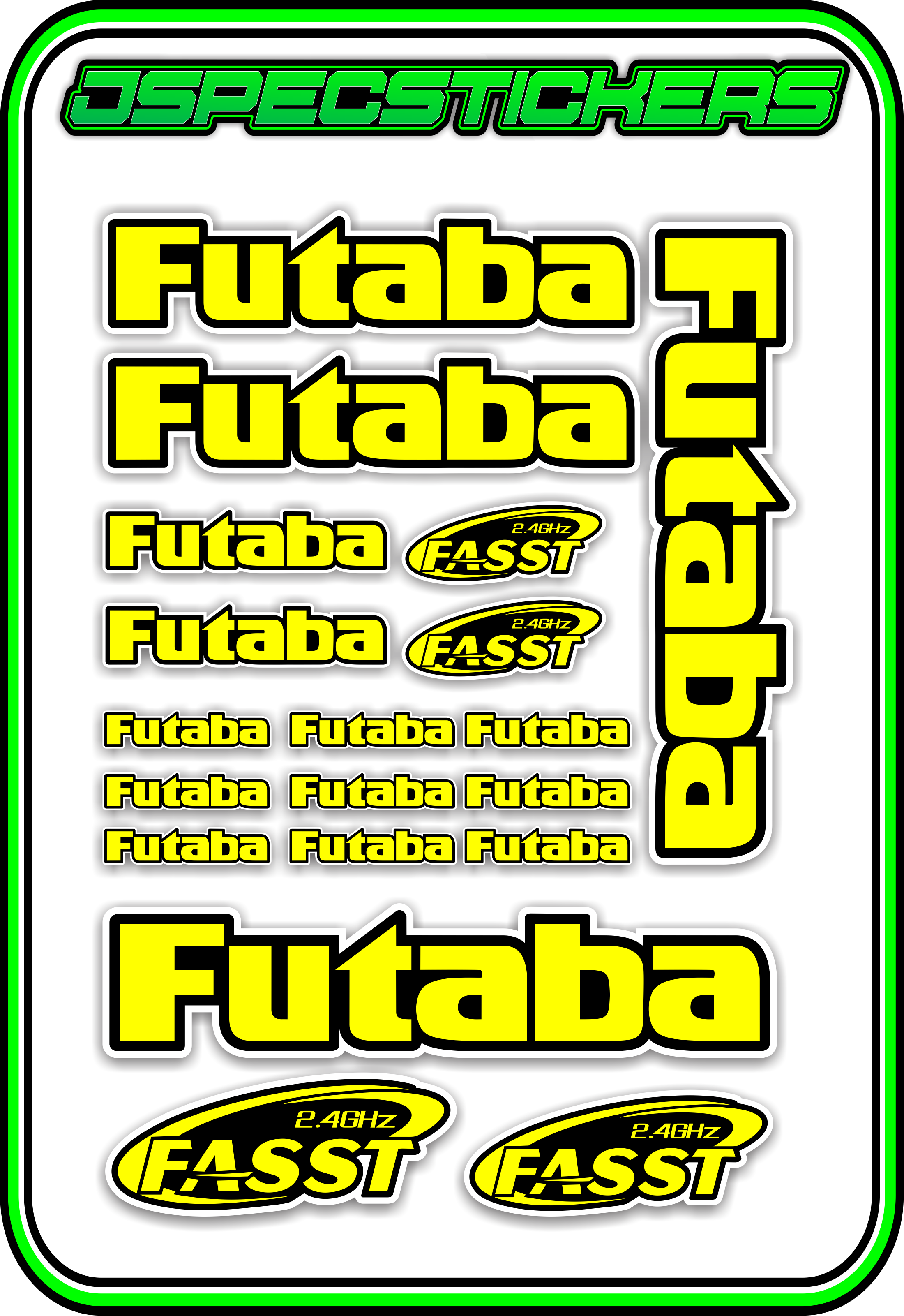 FUTABA RC STICKER SHEET A5 - Jspec Stickers