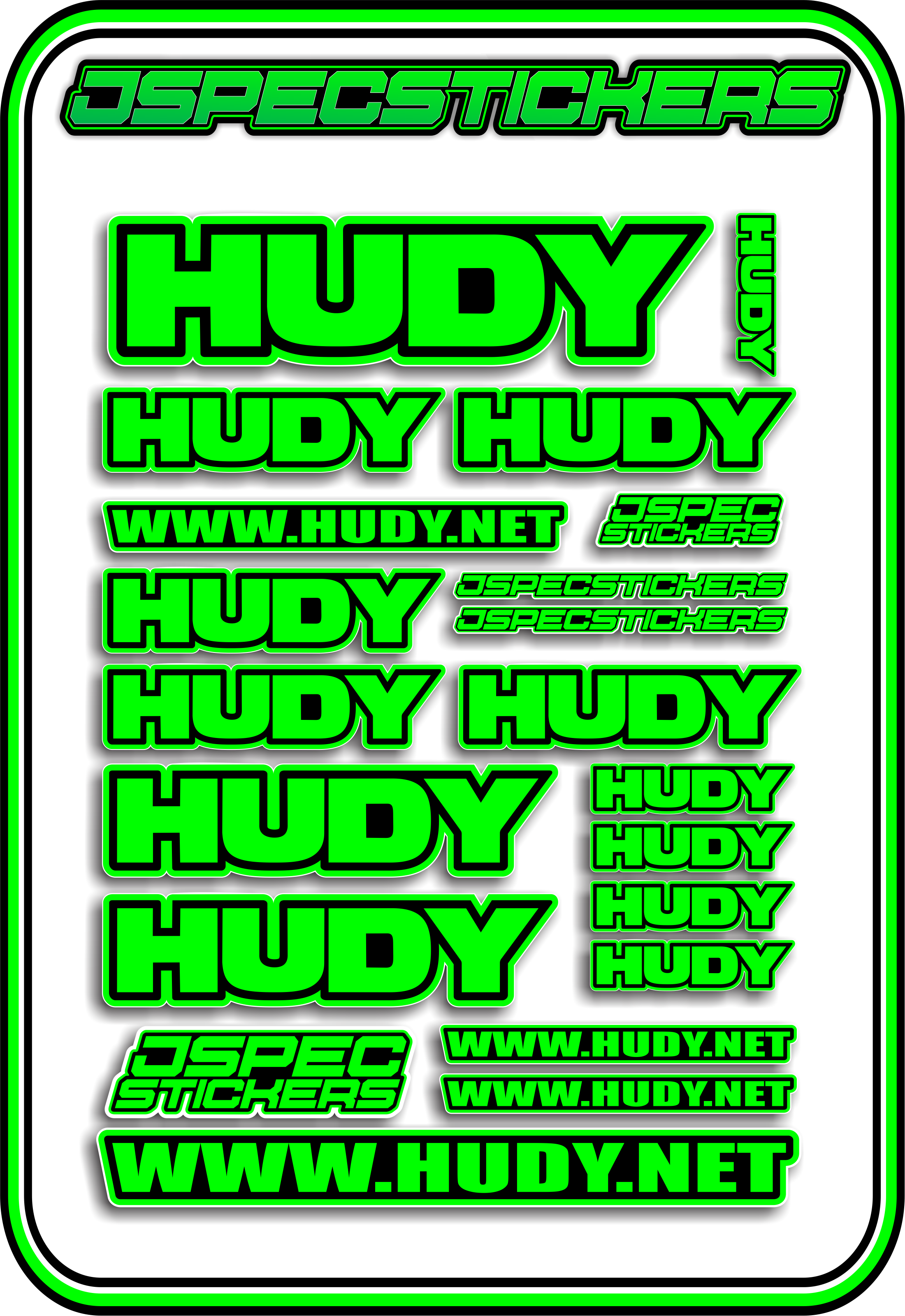 HUDY RC STICKER SHEET A5 - Jspec Stickers