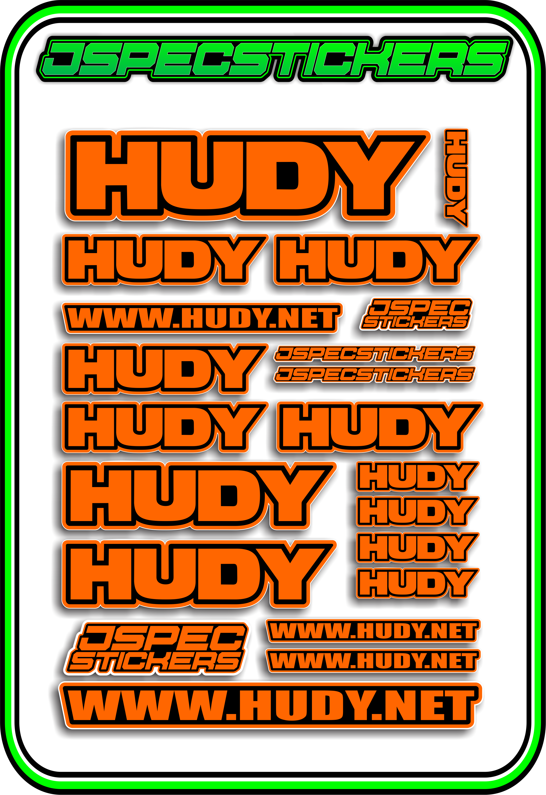 HUDY RC STICKER SHEET A5 - Jspec Stickers