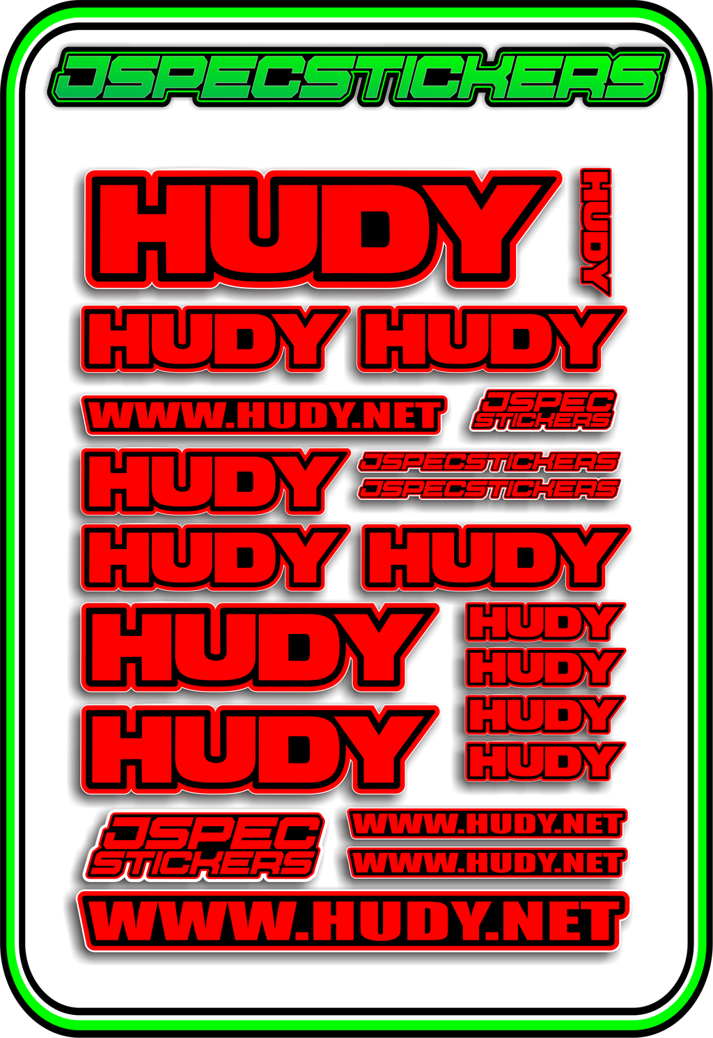 HUDY RC STICKER SHEET A5 - Jspec Stickers