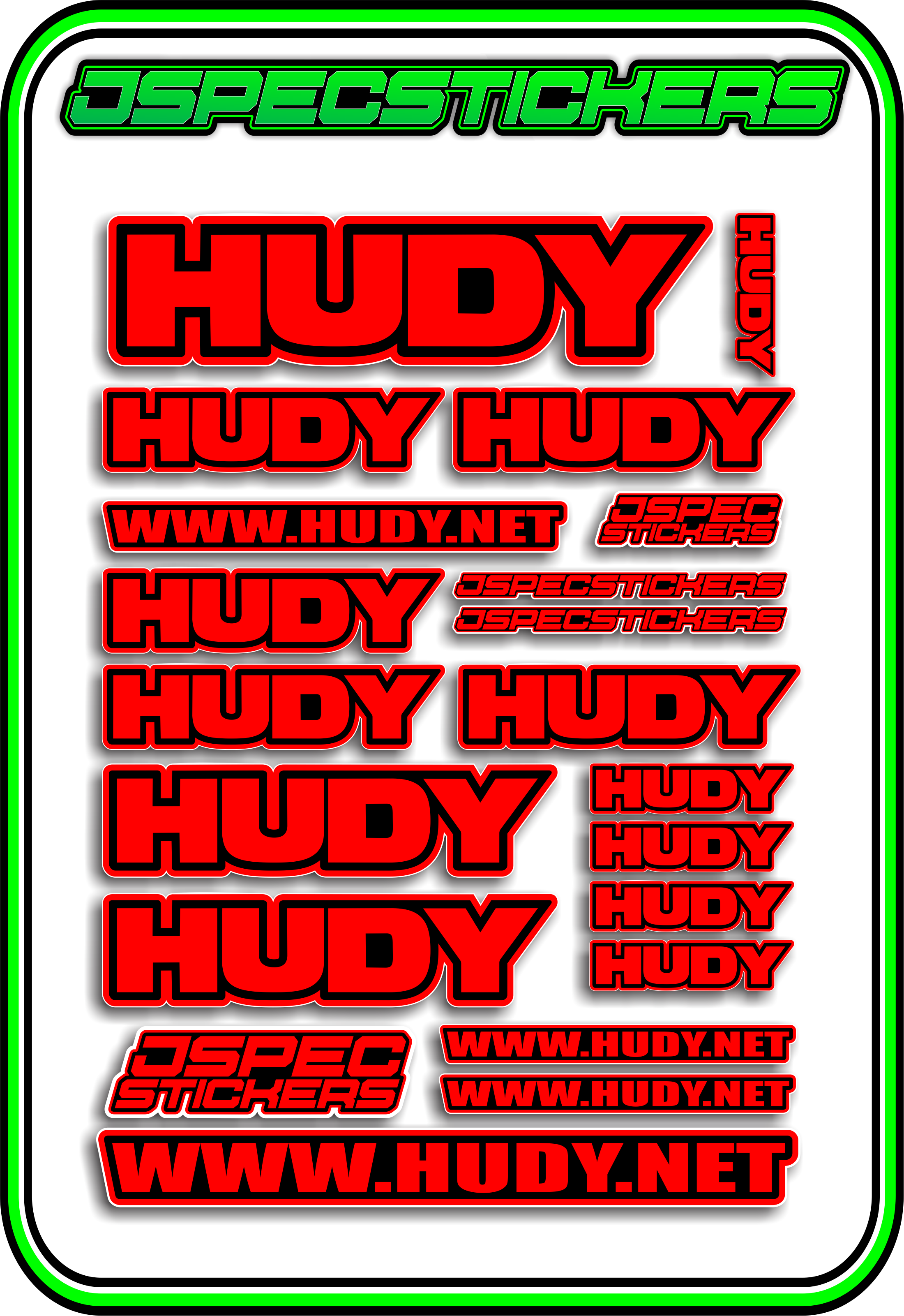 HUDY RC STICKER SHEET A5 - Jspec Stickers
