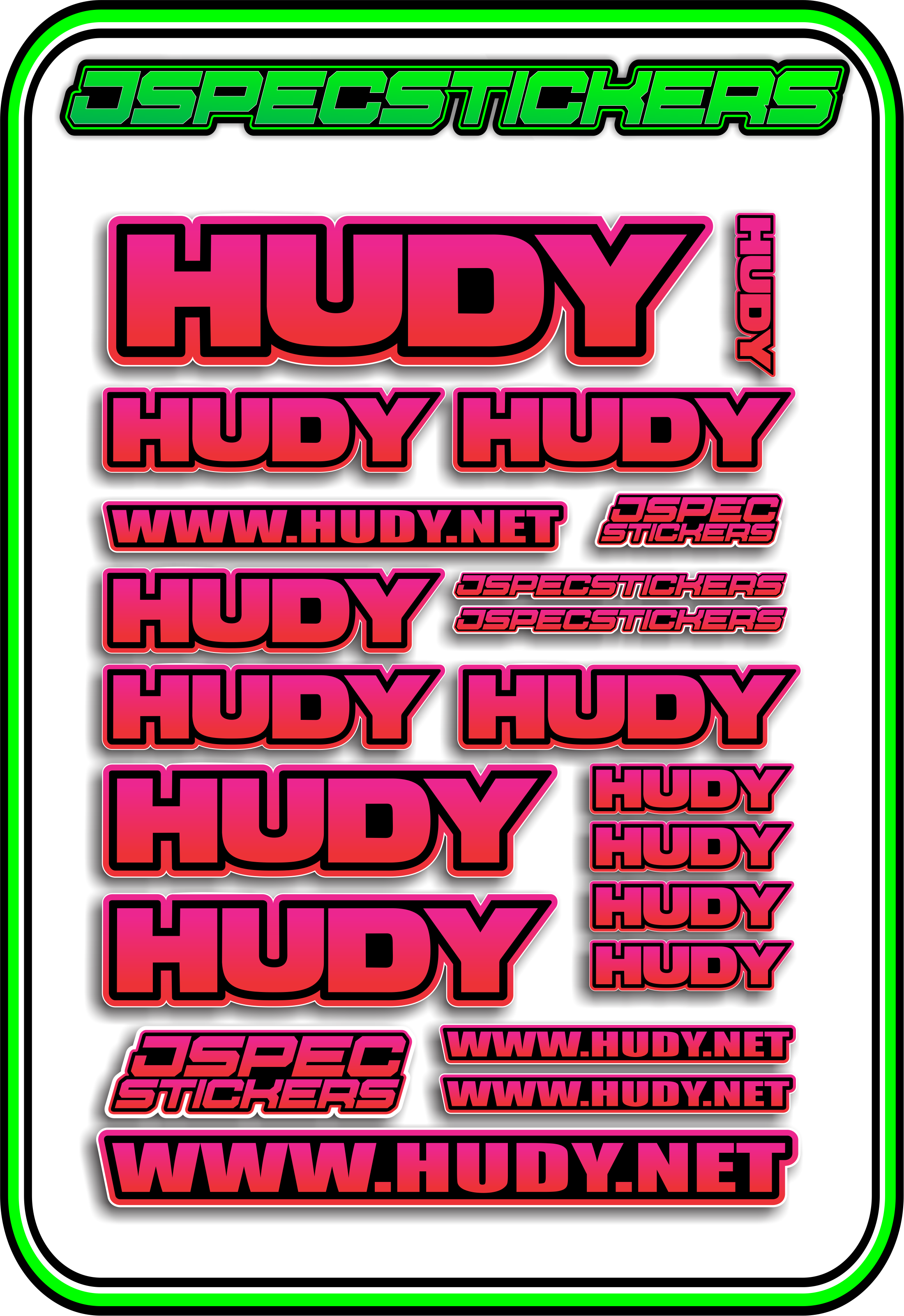 HUDY RC STICKER SHEET A5 - Jspec Stickers