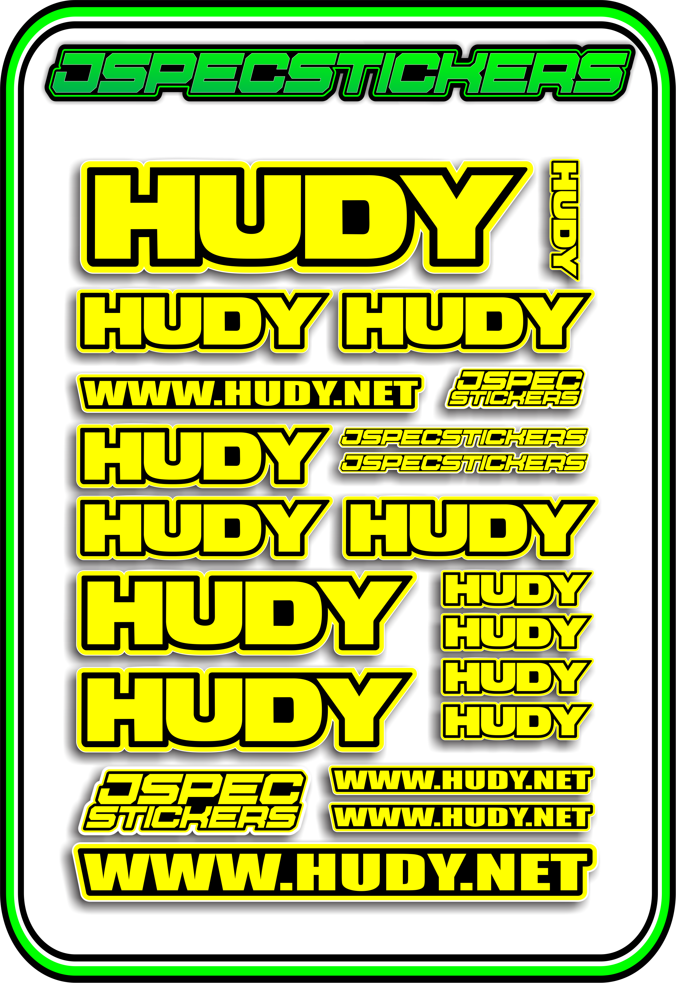 HUDY RC STICKER SHEET A5 - Jspec Stickers