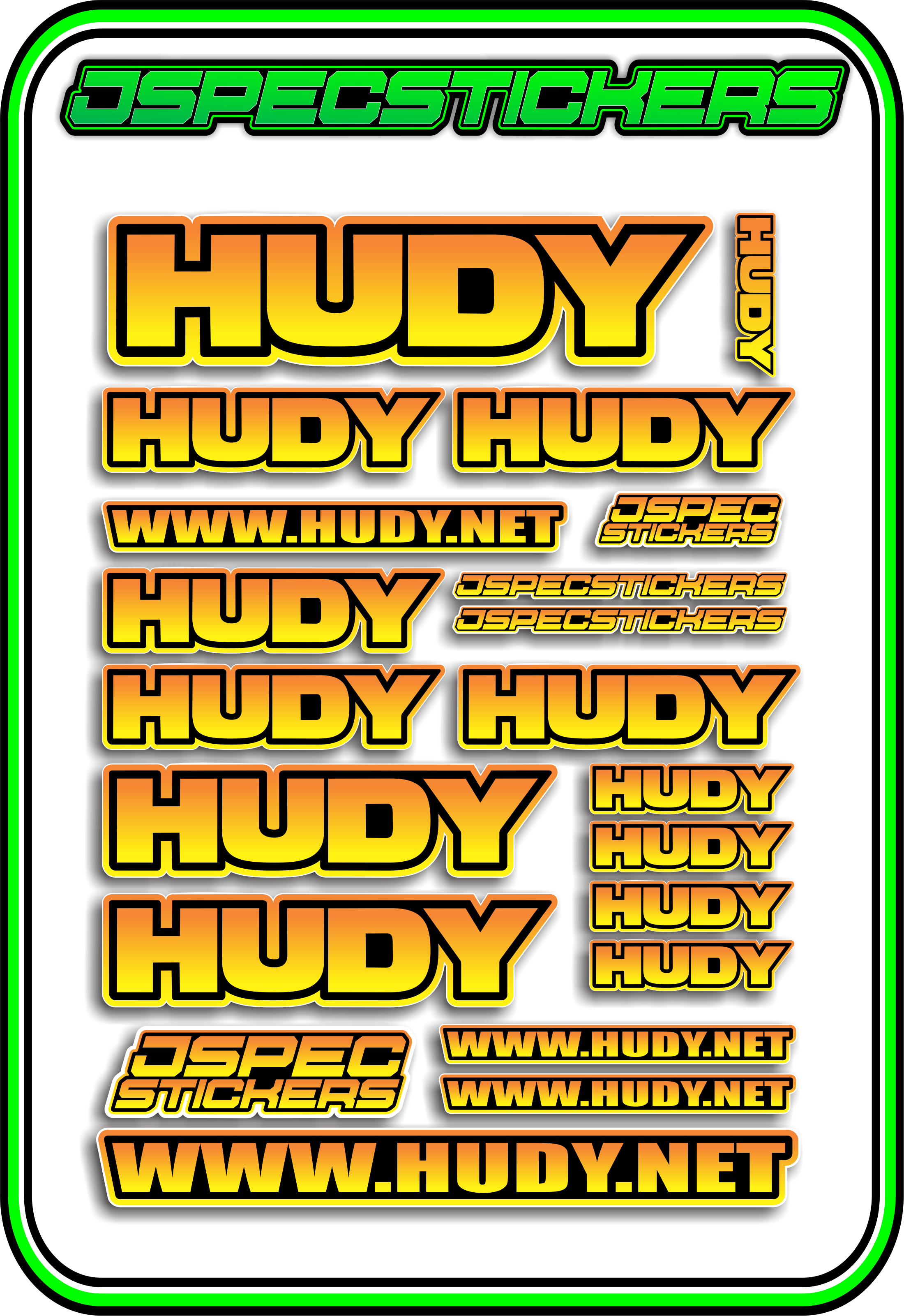 HUDY RC STICKER SHEET A5 - Jspec Stickers