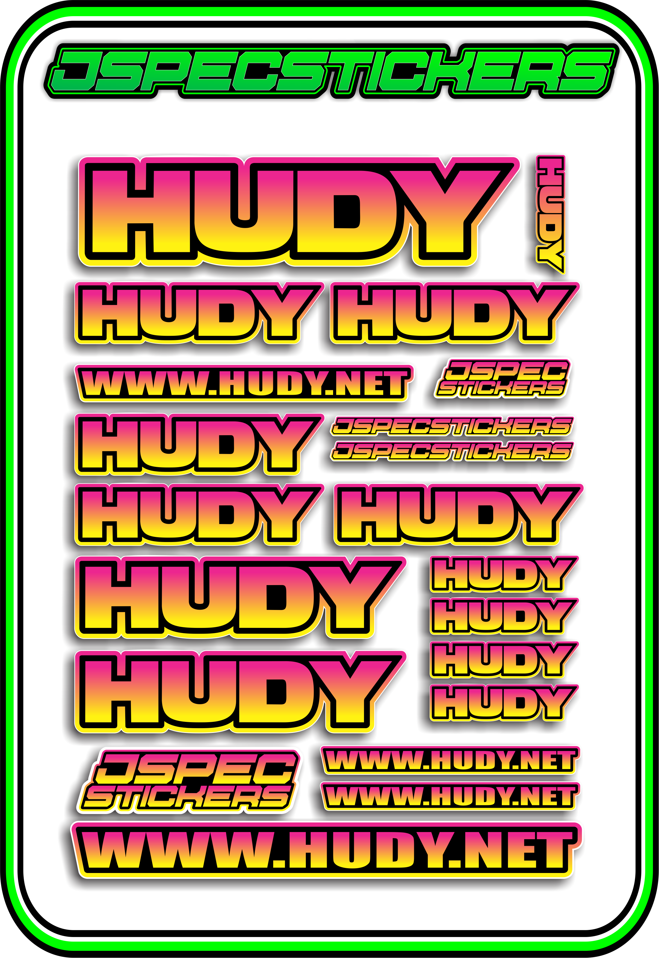 HUDY RC STICKER SHEET A5 - Jspec Stickers