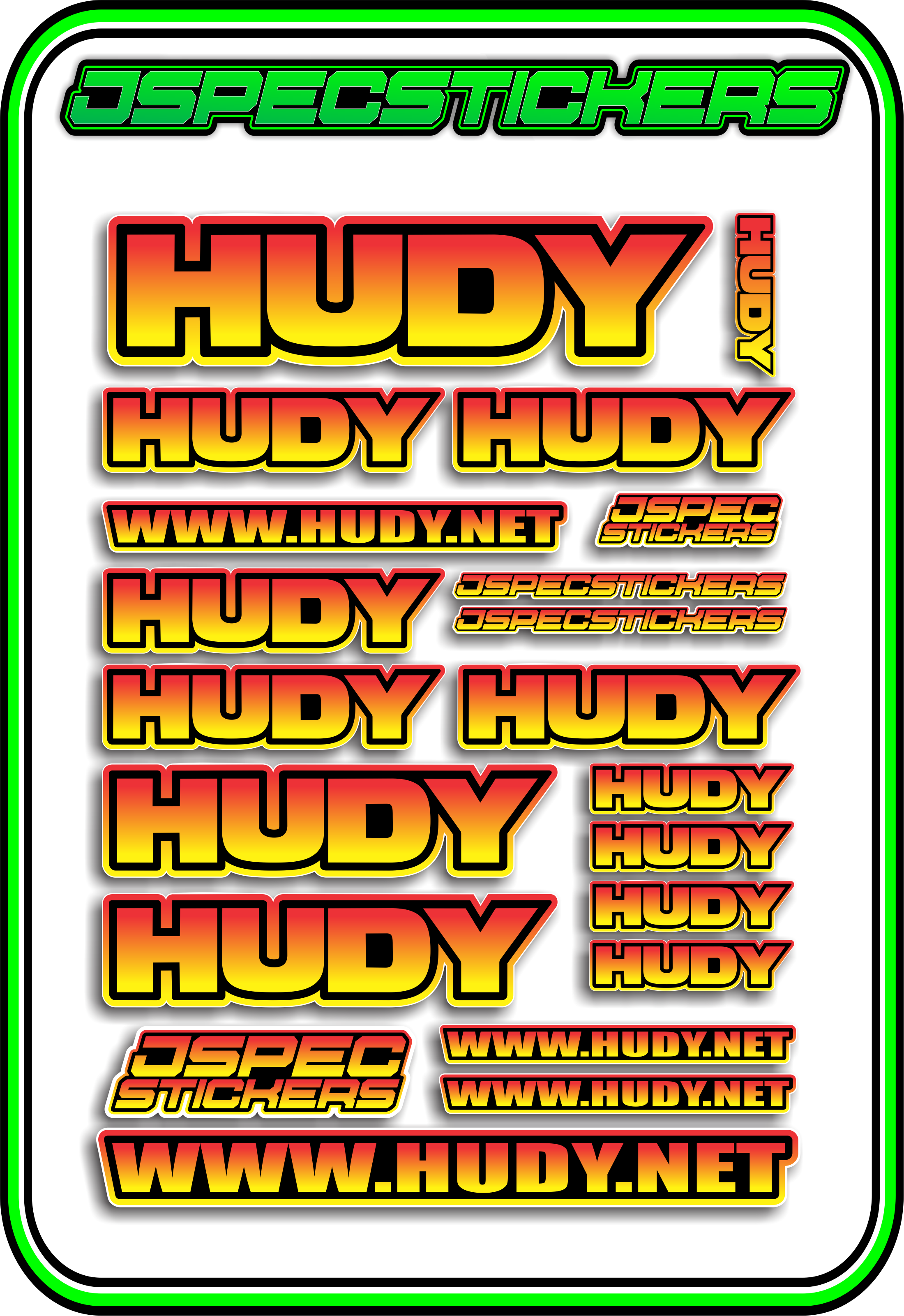 HUDY RC STICKER SHEET A5 - Jspec Stickers