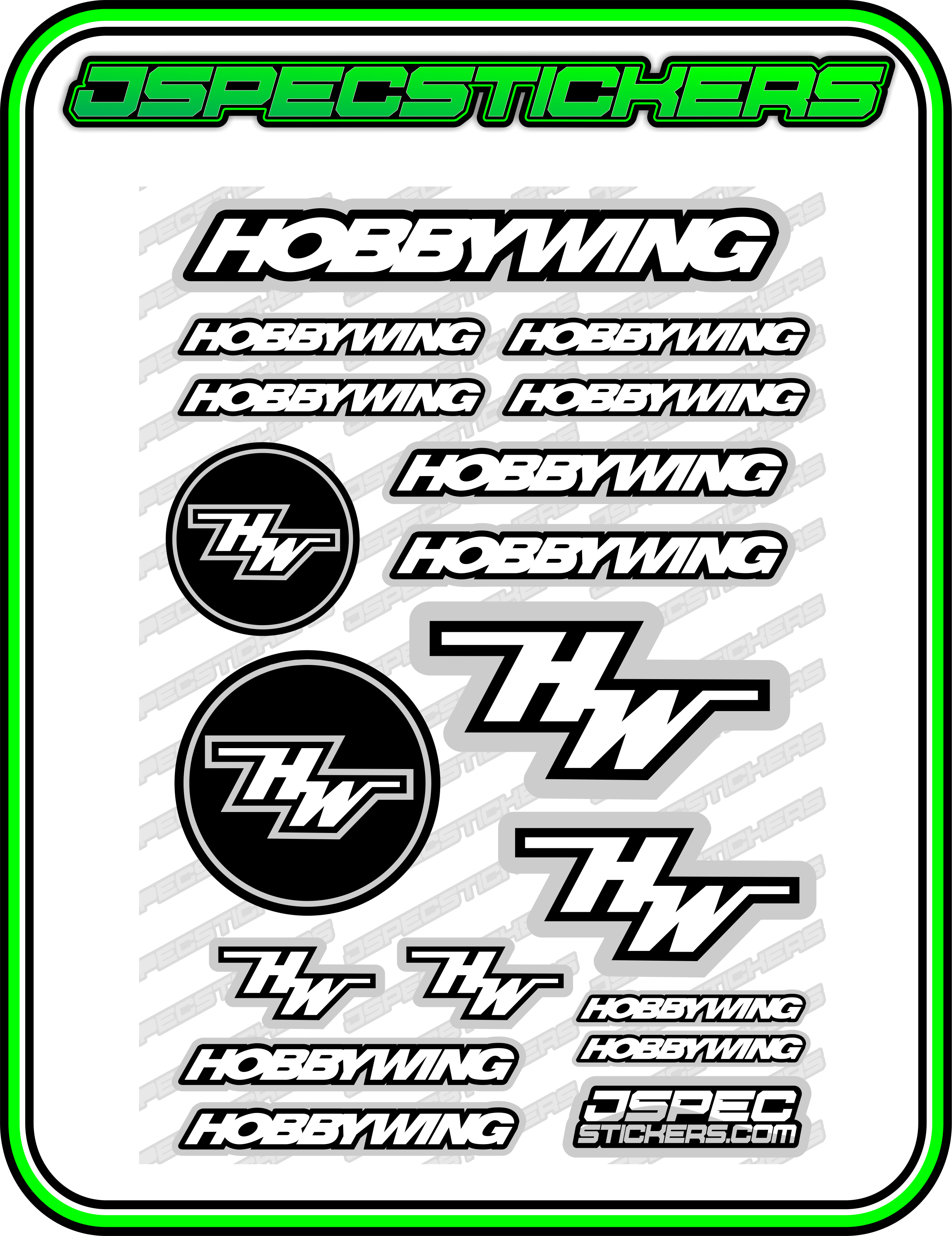 HOBBYWING RC STICKER SHEET A5 'RK EDITION' - Jspec Stickers