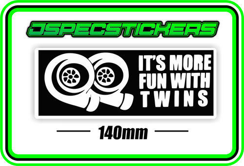 ITS MORE FUN WITH TWINS BUMPER STICKER - Jspec Stickers