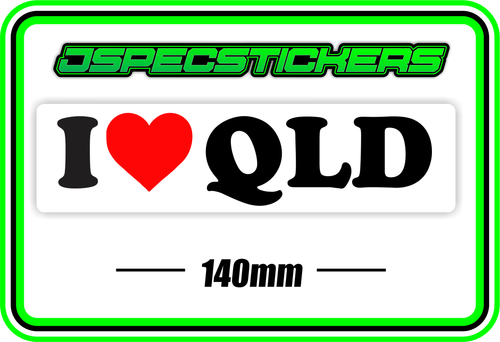 I LOVE QLD BUMPER STICKER - Jspec Stickers