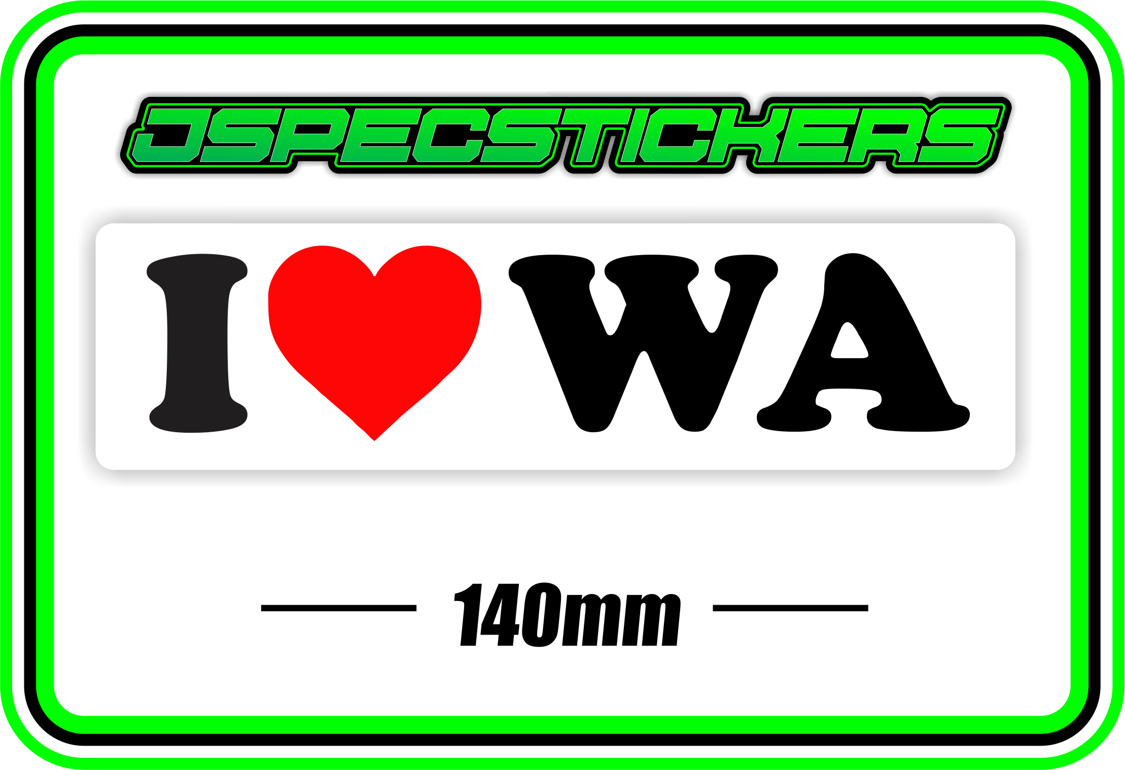 I LOVE WA BUMPER STICKER - Jspec Stickers