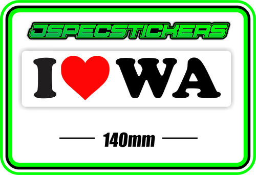 I LOVE WA BUMPER STICKER - Jspec Stickers