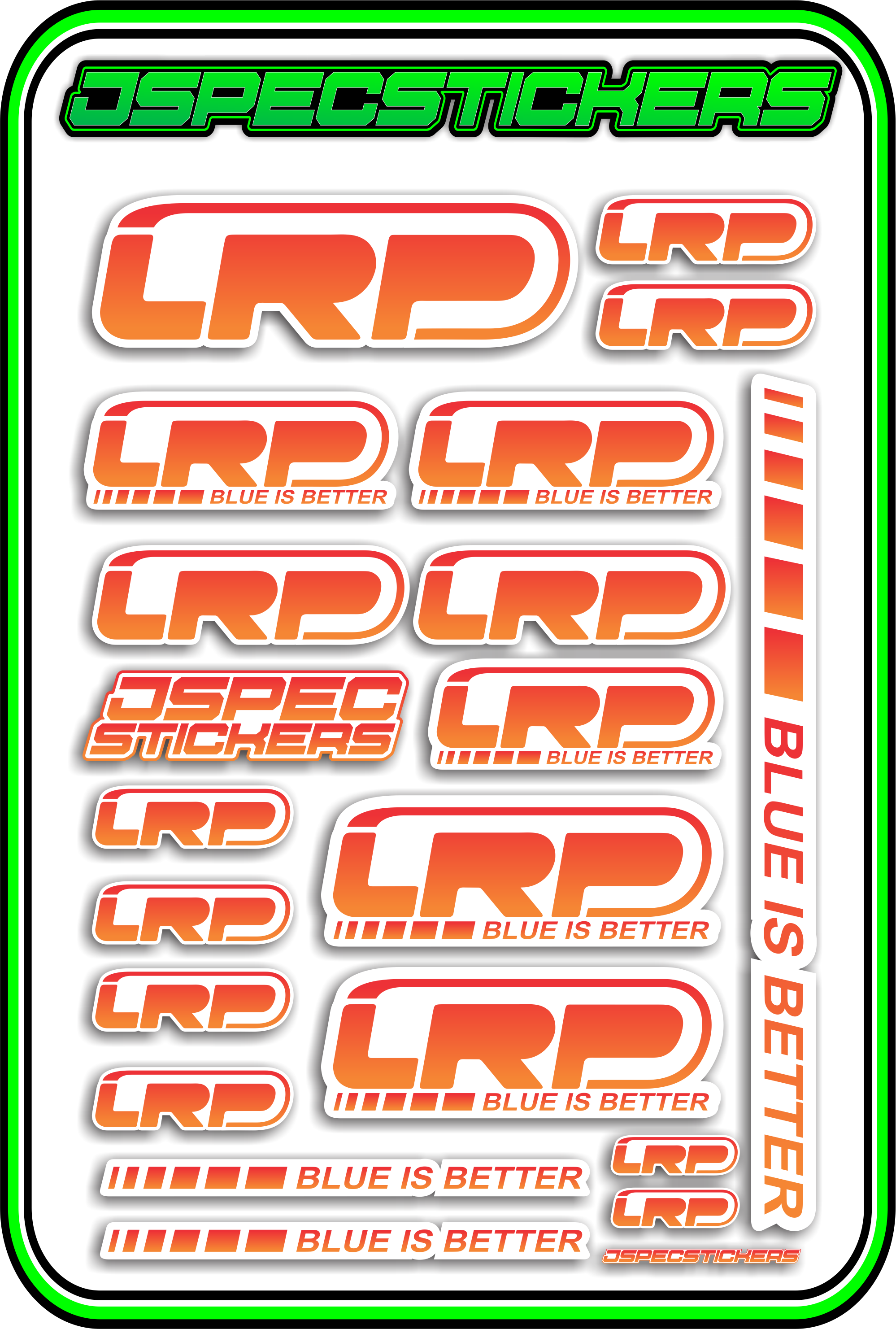 LRP STICKER SHEET A5 - Jspec Stickers