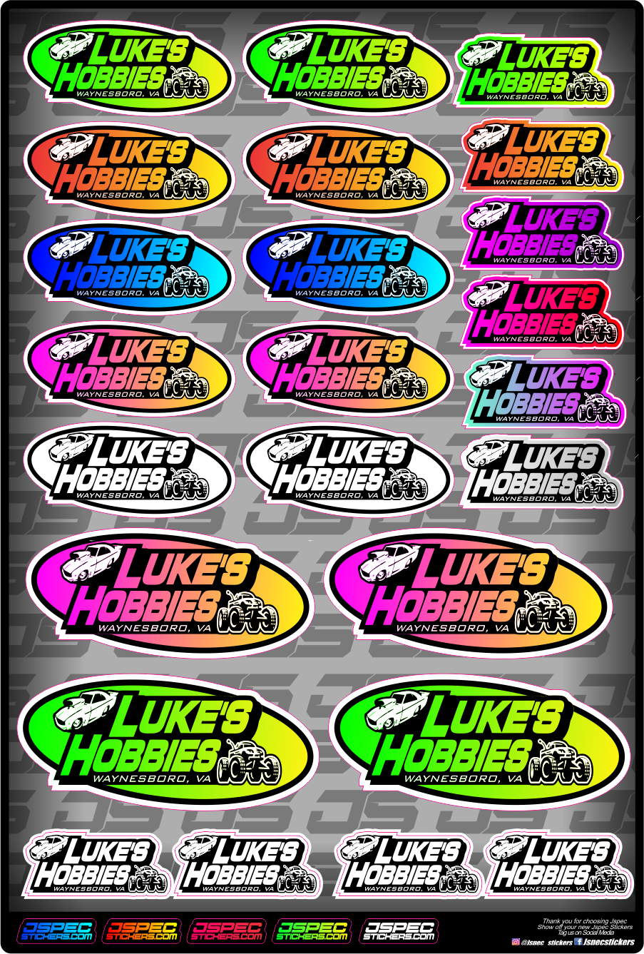 Lukes Hobbies Round A4 - Jspec Stickers