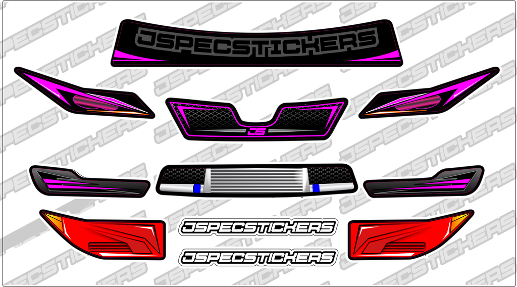Montech Racer Headlight / Grill Sticker kit - Jspec Stickers