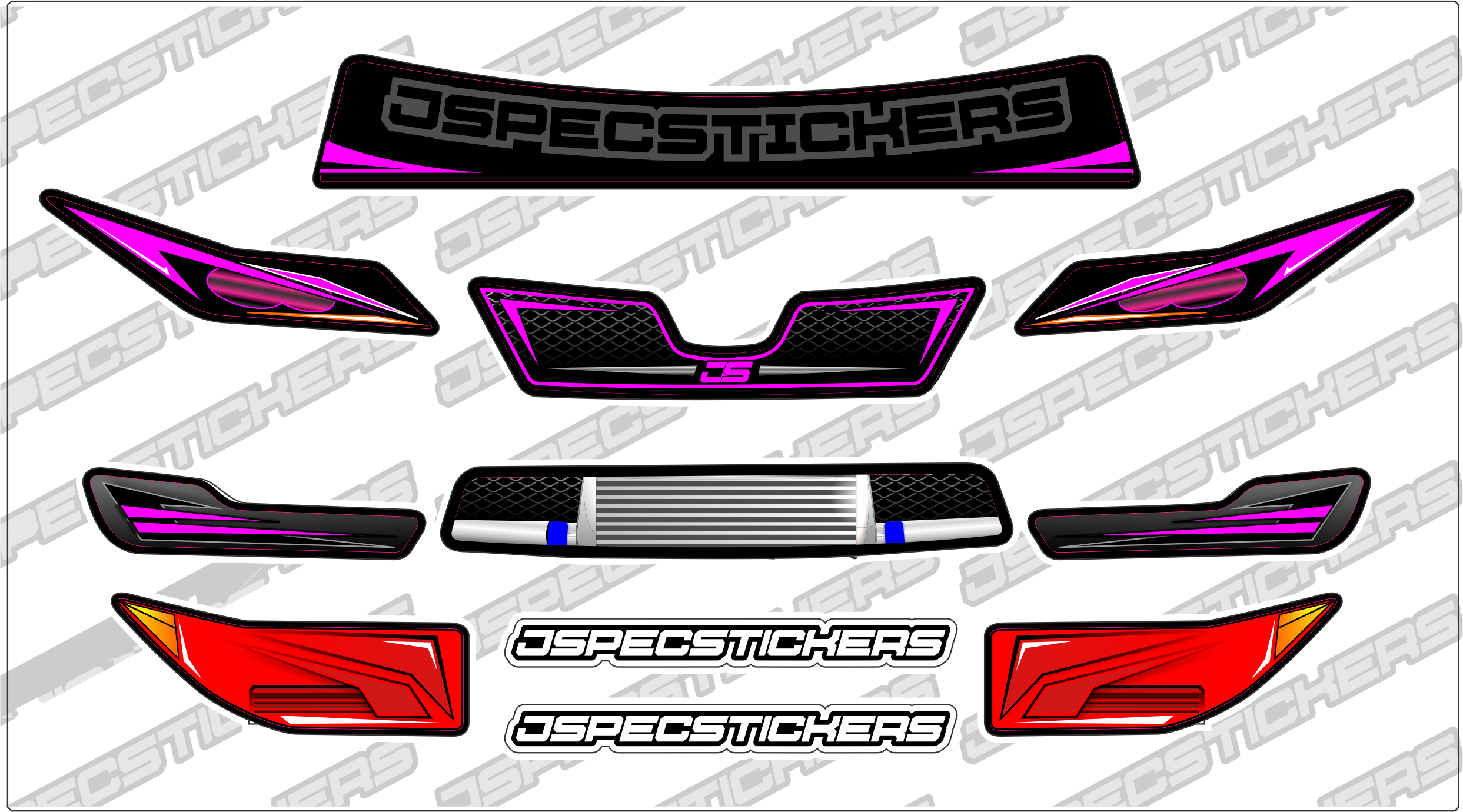 Montech Racer Headlight / Grill Sticker kit - Jspec Stickers